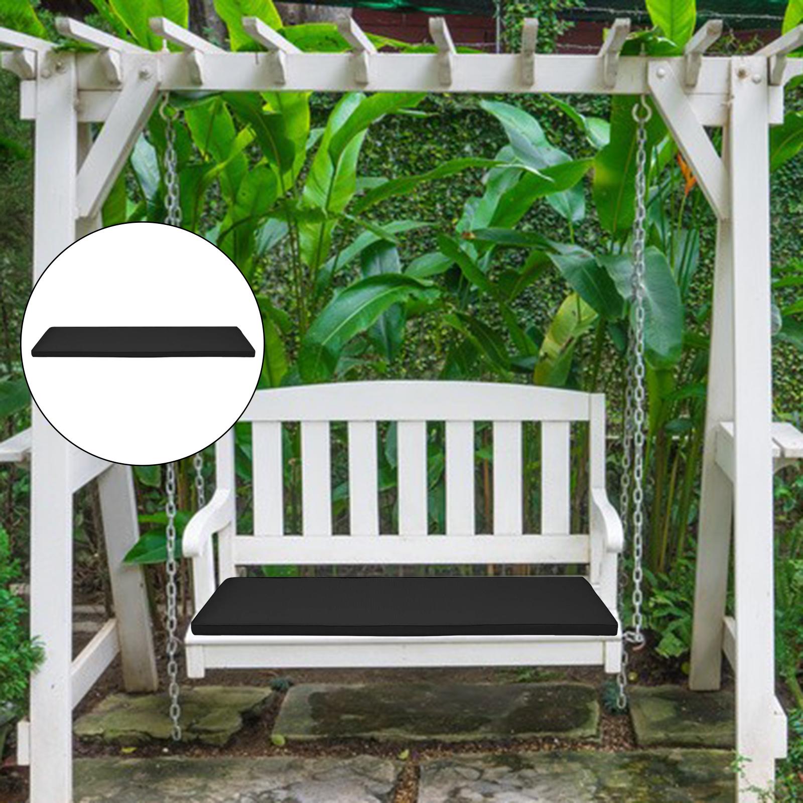 Outdoor Bench Pad Waterproof Fabric 3 Seater Garden Swing Cushion Black