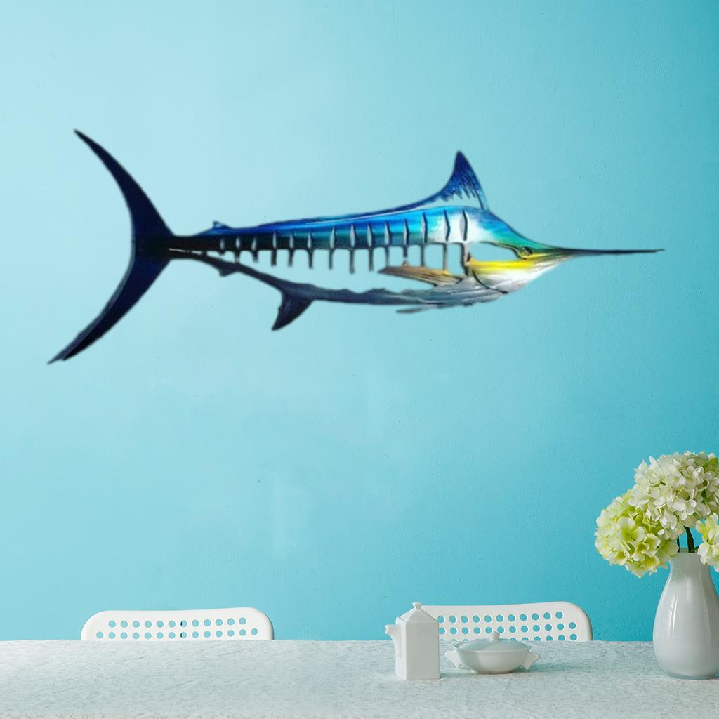 Large Metal Shark Wall Decor Art Ocean Fish Hanging Wall Sculpture F Large