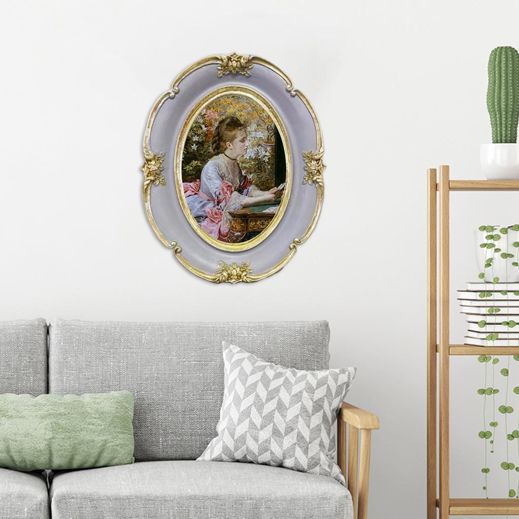Resin Flower Photo Frame Oval Shape Antique Frames for Wedding Home 5x7 Inch