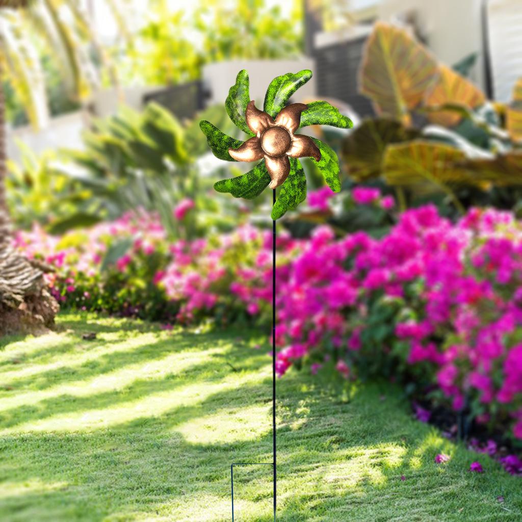 Iron Flower Shape Wind Spinner Outside Outdoor Garden Toys Whimsical Gifts