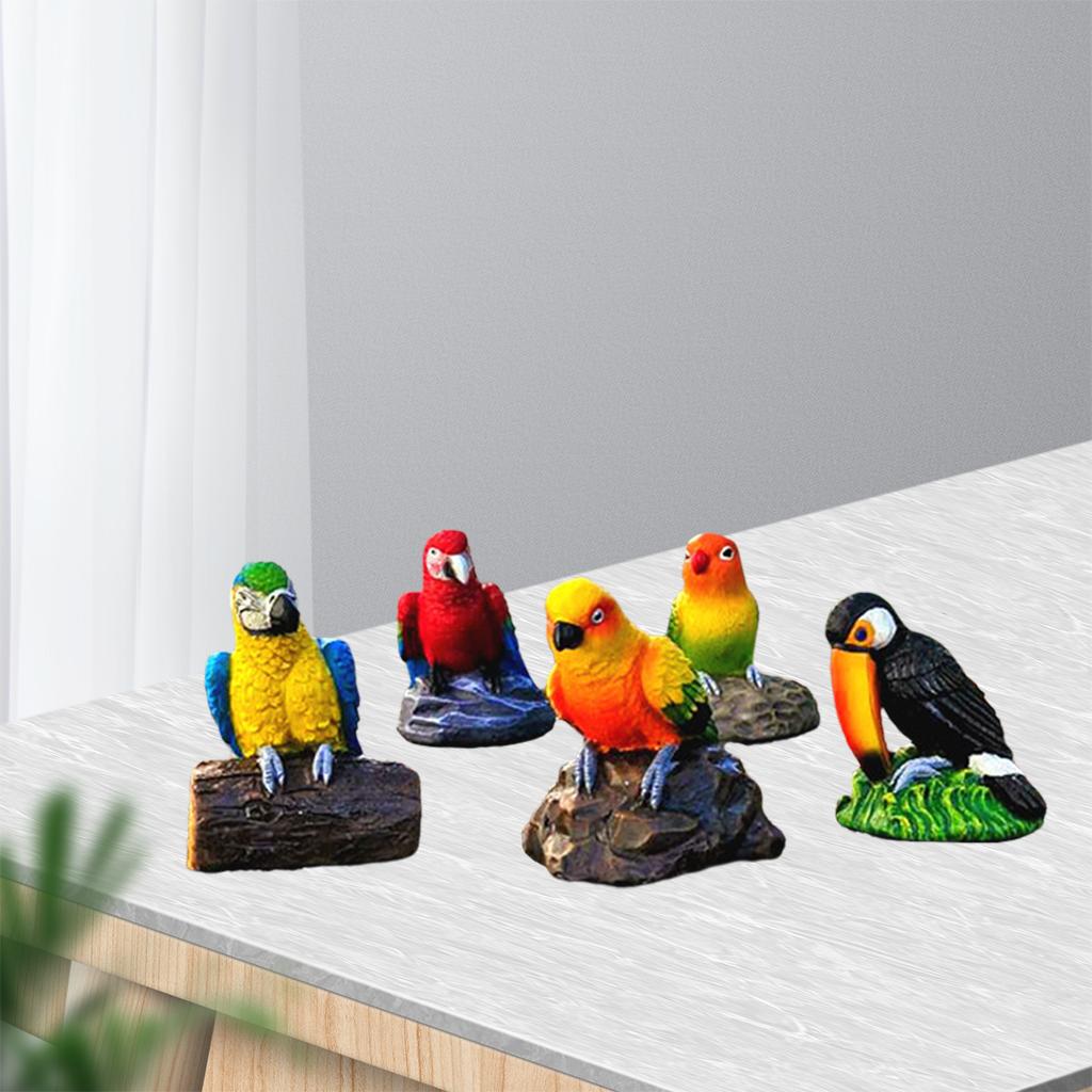 Garden Simulation Resin Bird Home Decor Crafts Ornaments 5 Macaws