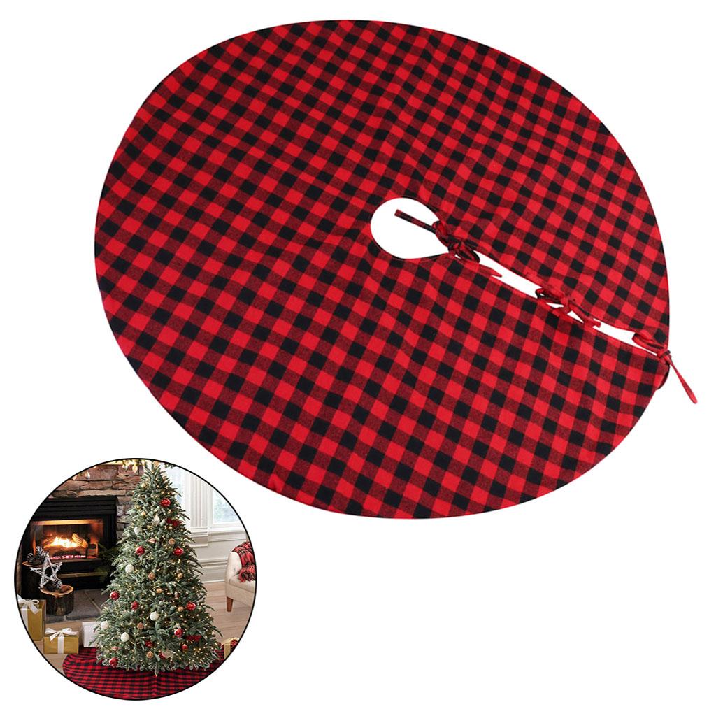 47" Baffalo Check Tree Skirt Checked Mat Holiday Ornament no Tassels