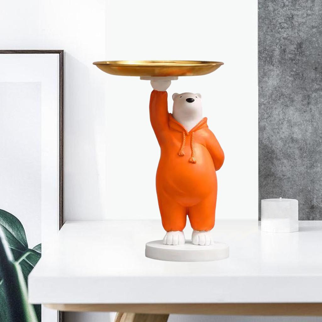 Nordic Bear Statue Vanity Storage Tray Holder Desk Organizer Standing Bear