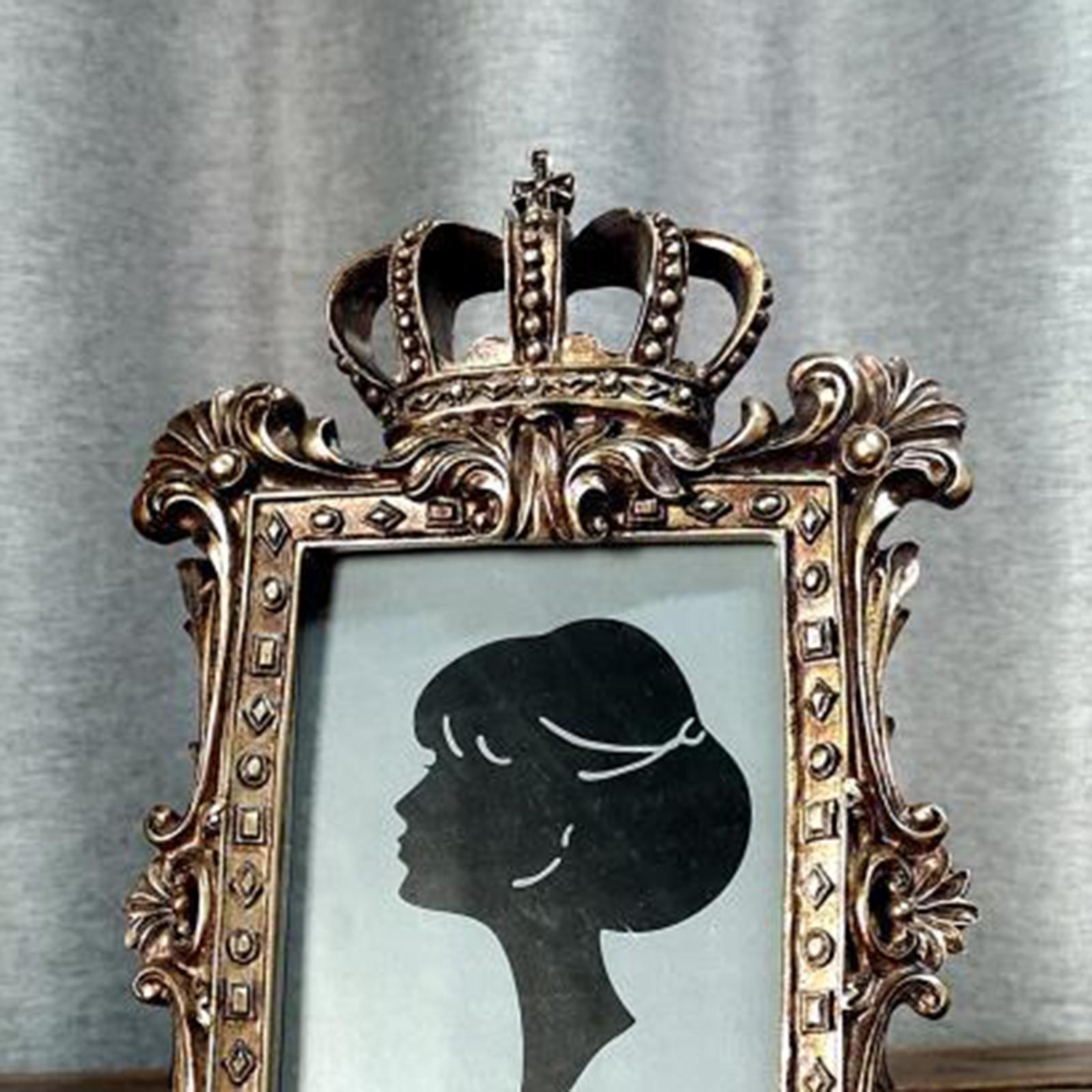 Retro Crown Style Picture Frame Photo Holder Crafts Livingroom Decor 6 inch