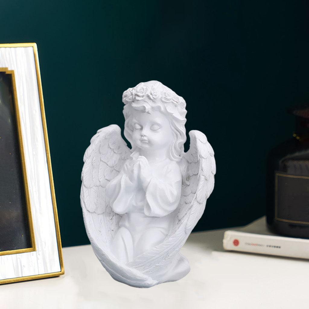 Resin Angel Cherub Figurine Sculpture Desktop Decoration Praying Angel