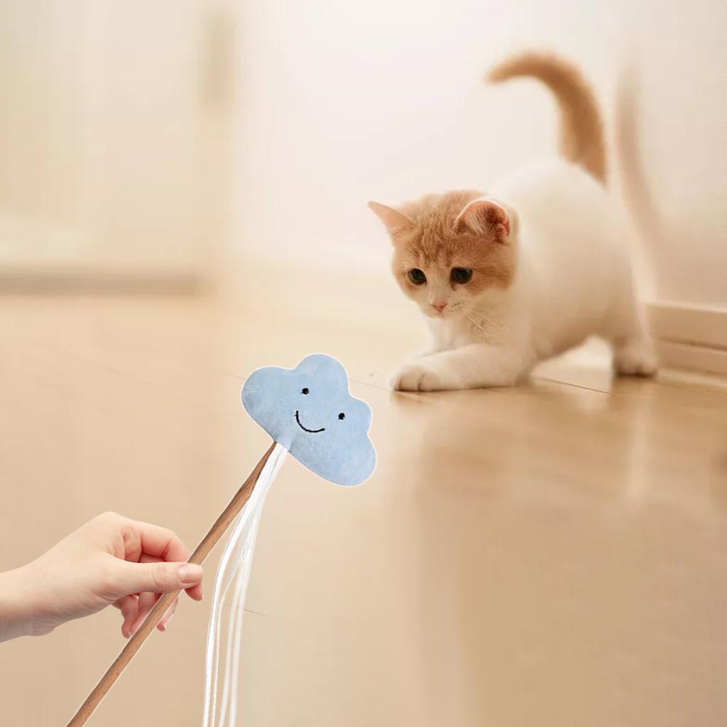 Cat Stick Toys Kitten Pet Interactive Wand Starry Sky Ribbon String Toys Clouds