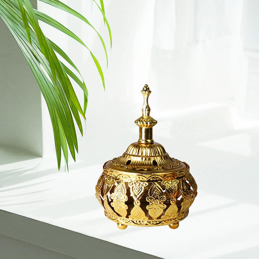 Golden Incense Burner Fragrance Diffuser Yoga Studio Bedroom Incense Holder C