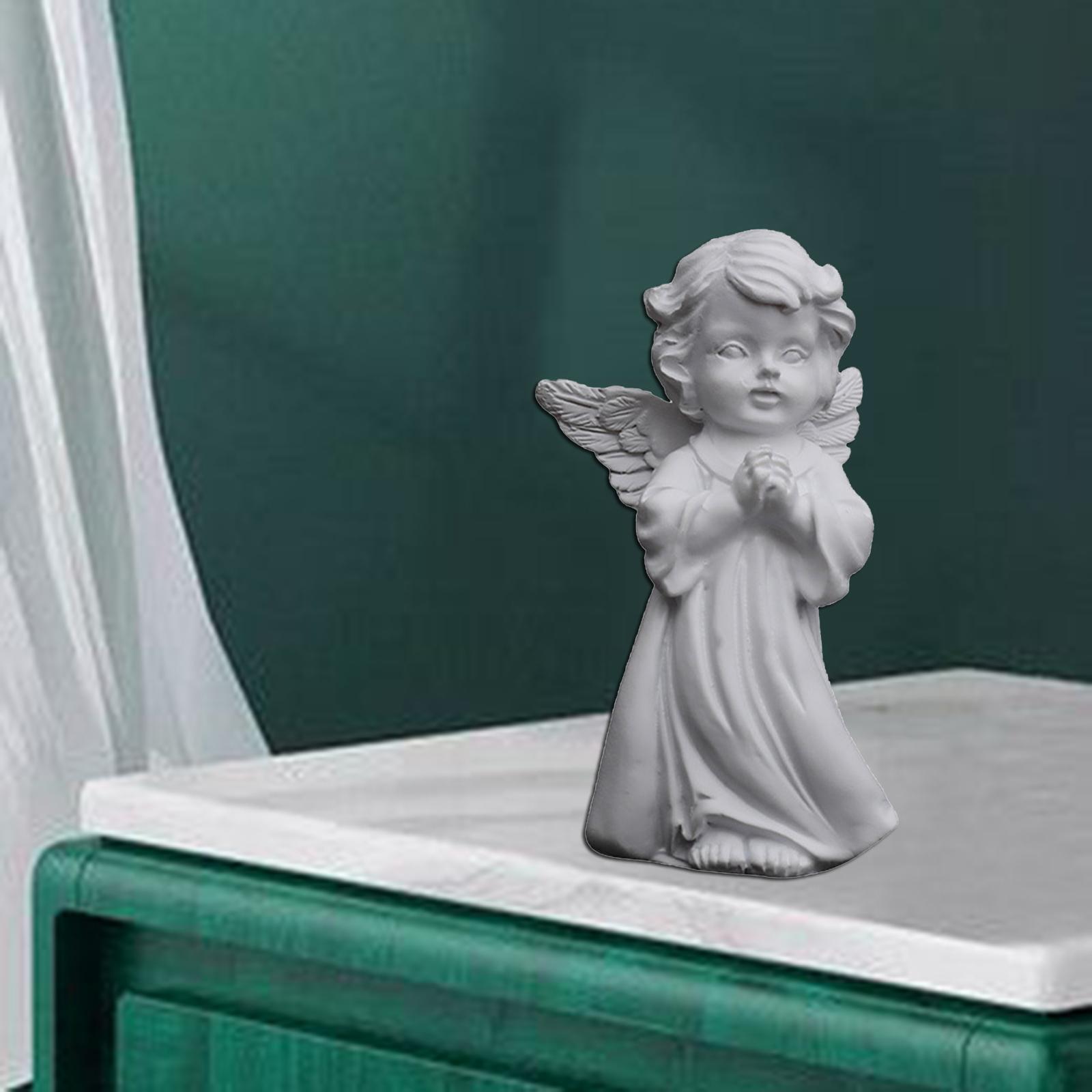 Resin Girl Angel Figurine Statue Desktop Ornaments Praying Right