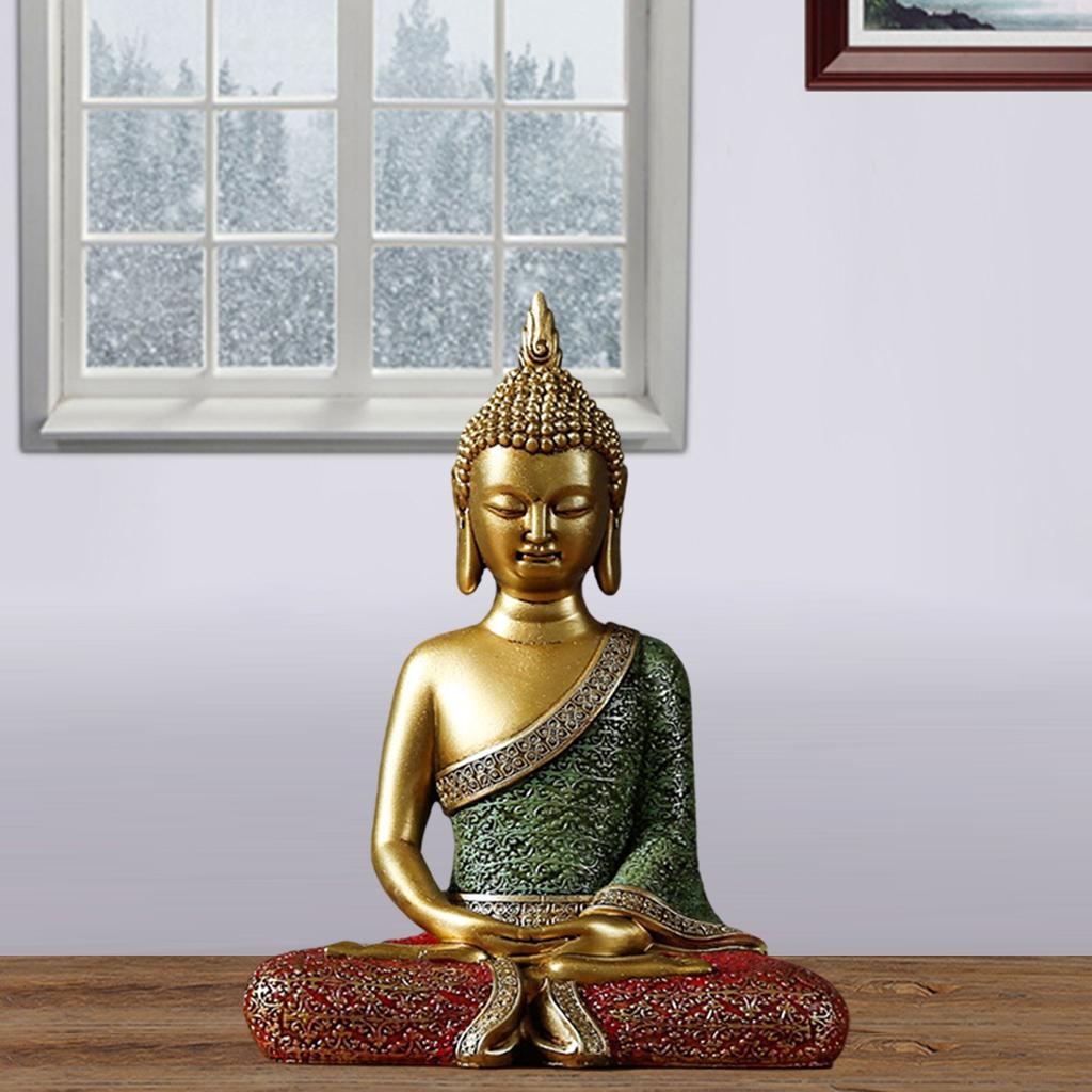 Meditating Buddha Statue Collectibles Sculpture Tabletop Artwork Decor Gift Gold Sit Pose C
