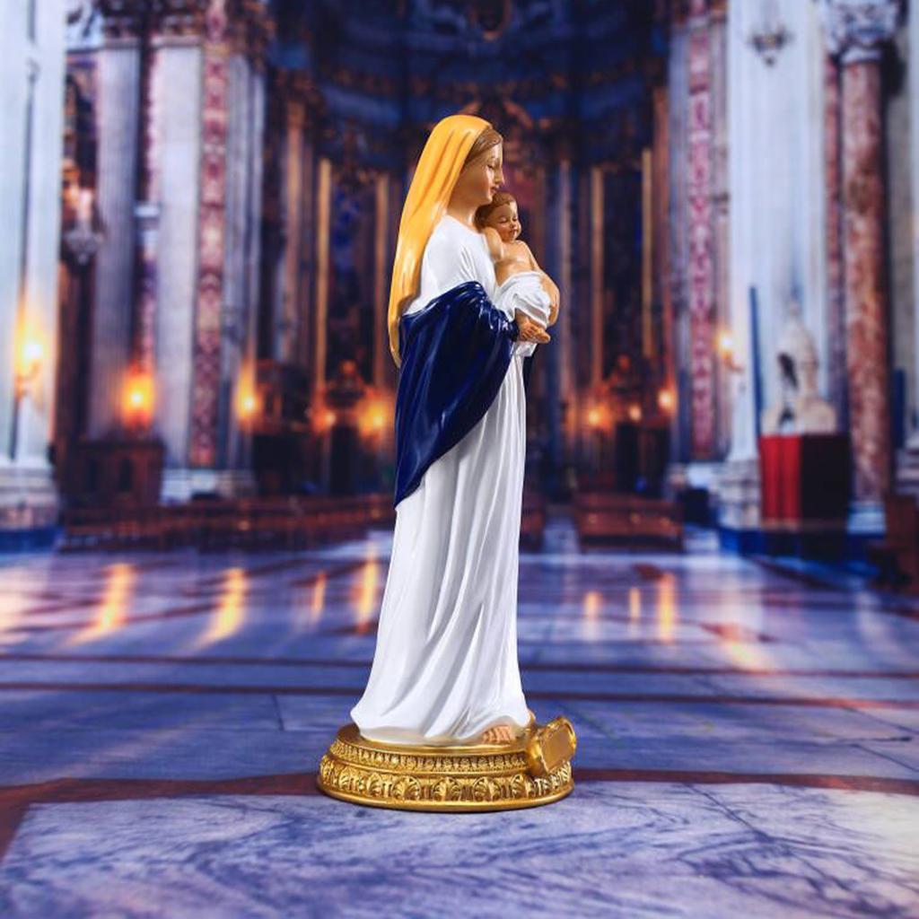 Virgin Mary Holding Jesus Statue Figurine Sculpture Artwork for Home Decor