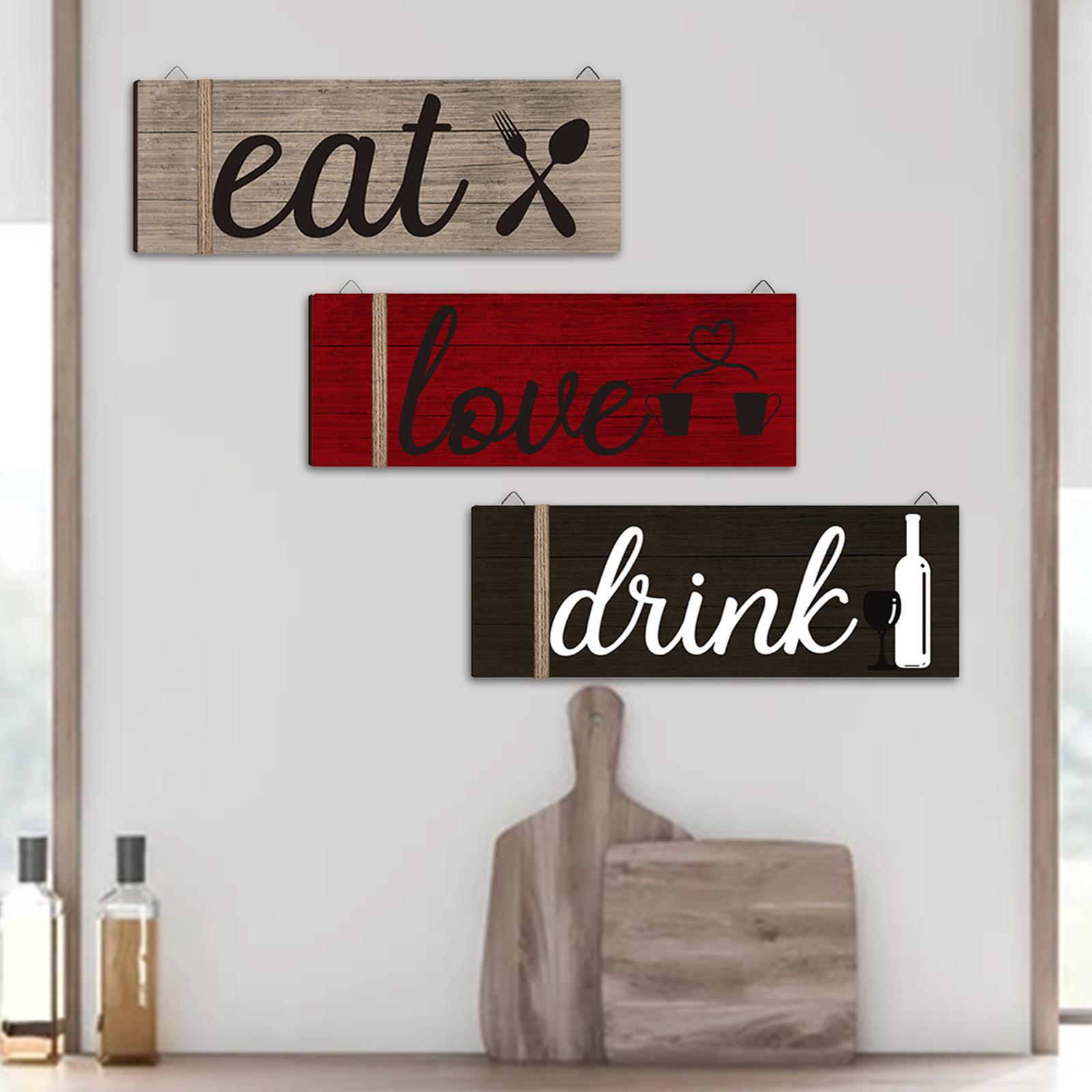 3 Pieces Rustic Wooden Sign Home Decor Plaque Wall Hanging Ornament Set 2