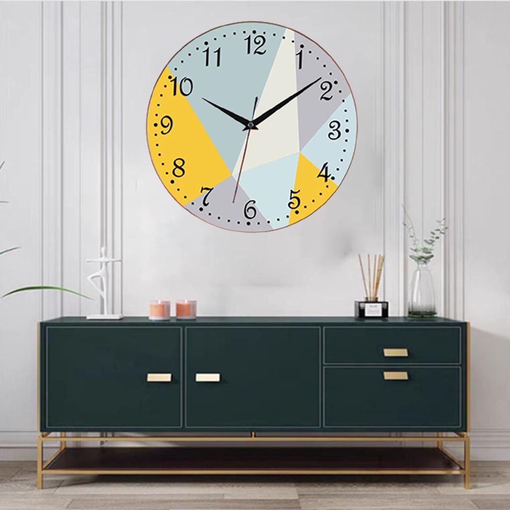 Decorative Wall Clock 12 inch Silent for Kitchen Bedroom Office Geometry