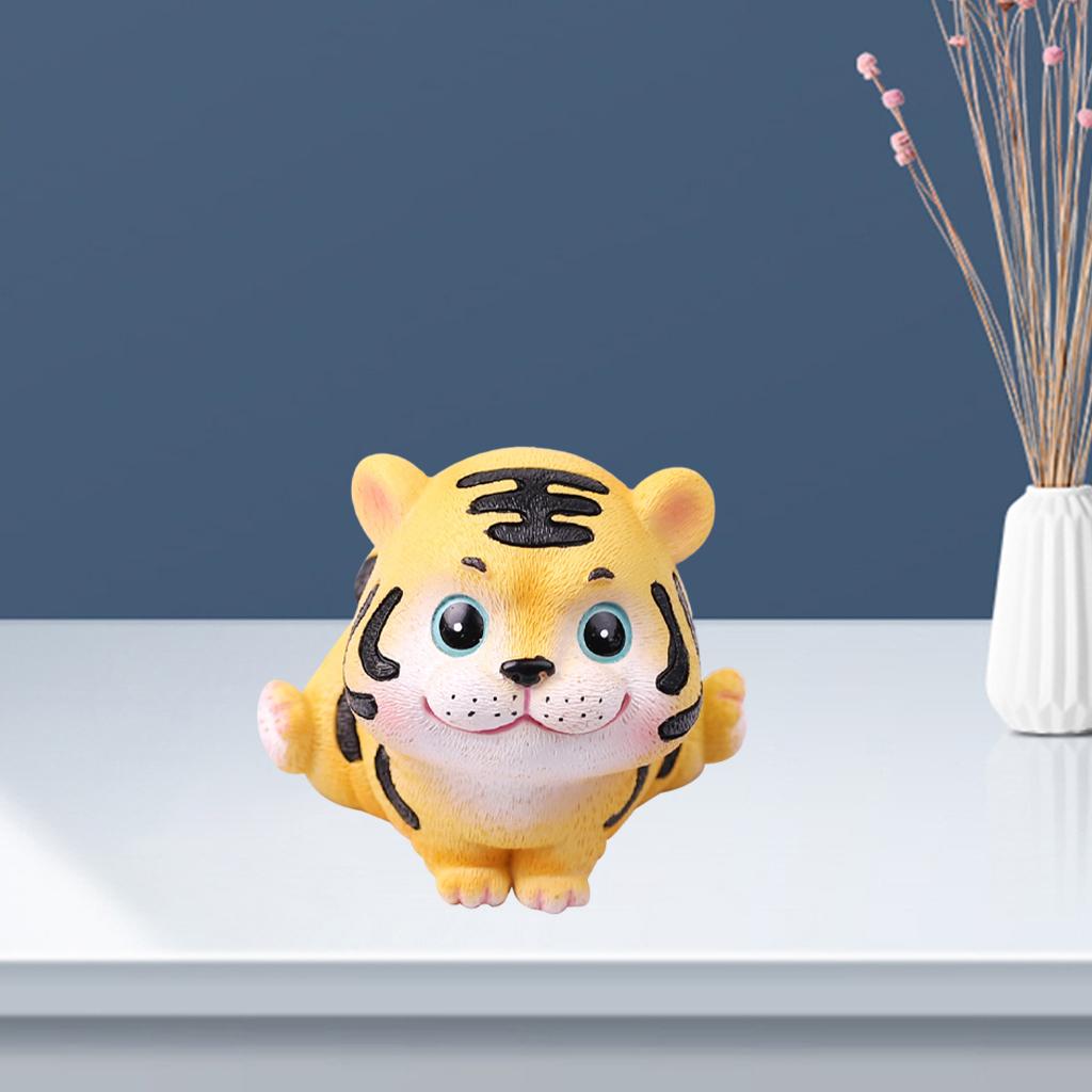 Cartoon Cute Little Tiger Small Statue Little Figurine Crafts Car Ornament D