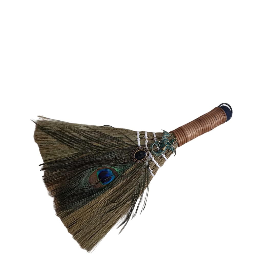 Hanging Witch Altar Broom Feather Tree for Wall Halloween Brooms