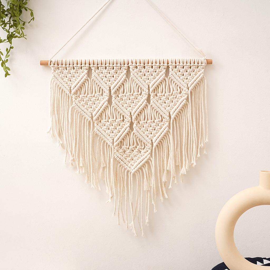 Boho Macrame Wall Hanging Tapestry Tassel Window Apartment Knitted Curtain