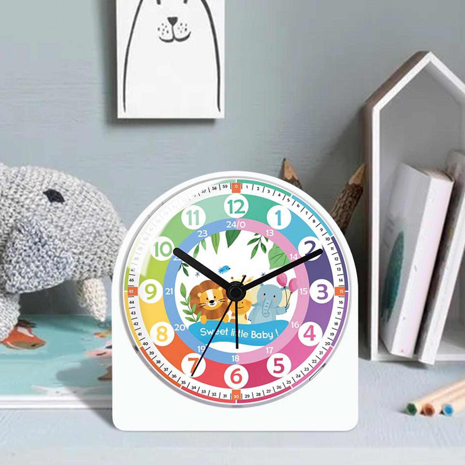 Analog Alarm Clock for Kids Night Light Mute Clock School Home Child Zoo 