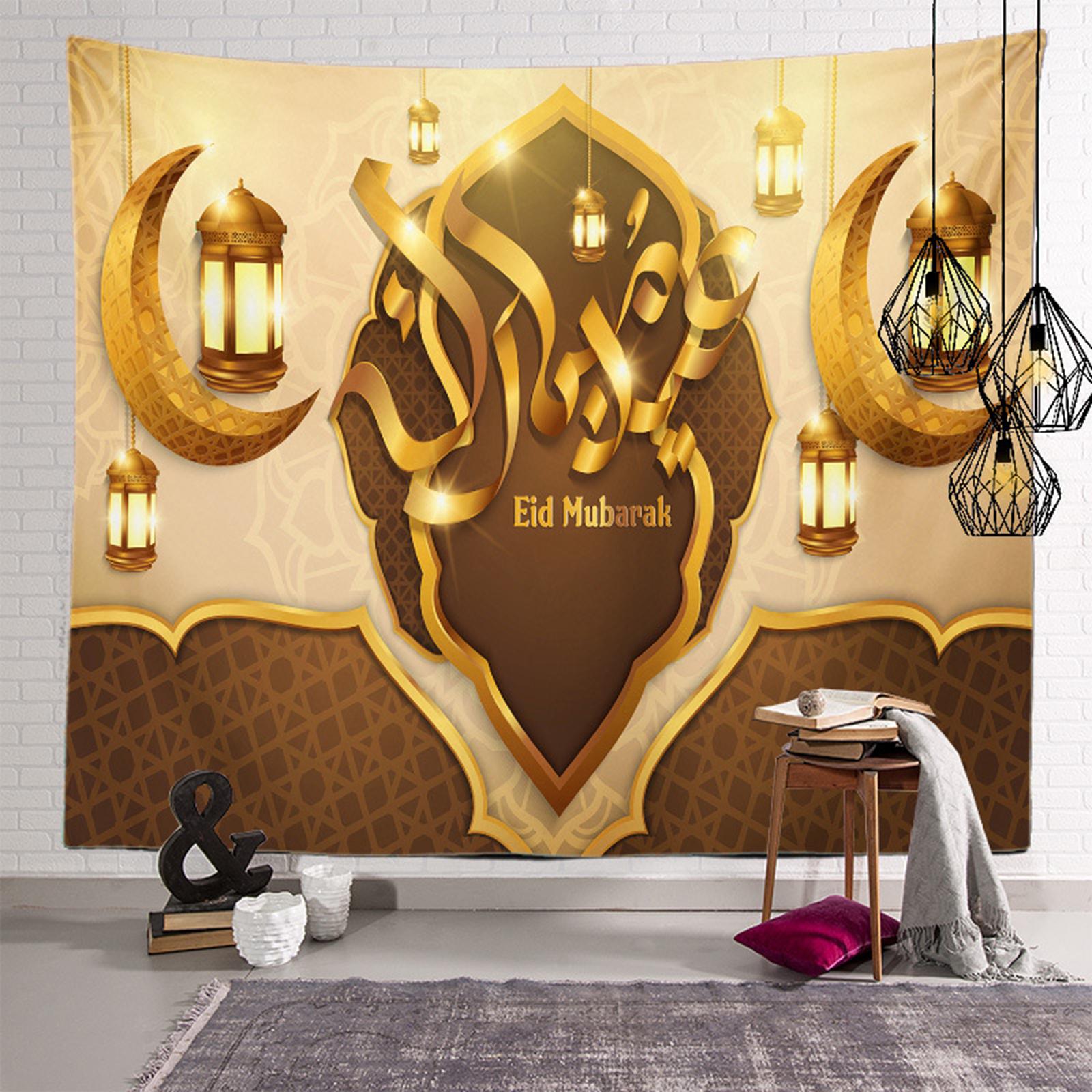 Polyester Ramadan Wall Hanging Tapestry Eid Mubarak Decor for Bedroom Home D
