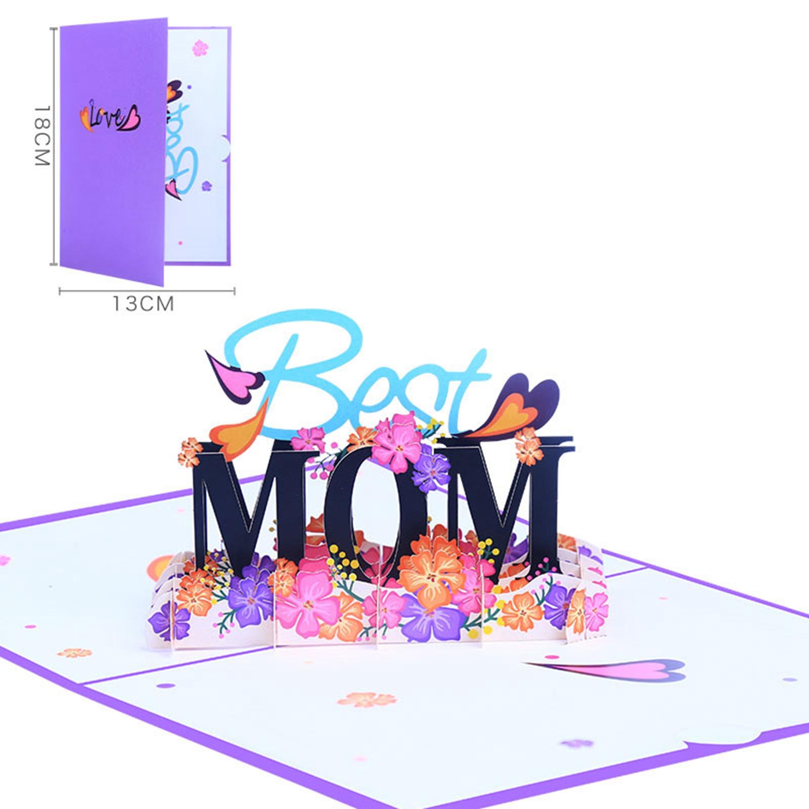 Popup Cards Gifts 3D Mother Day Card Daughter Grandma Greeting  Purple