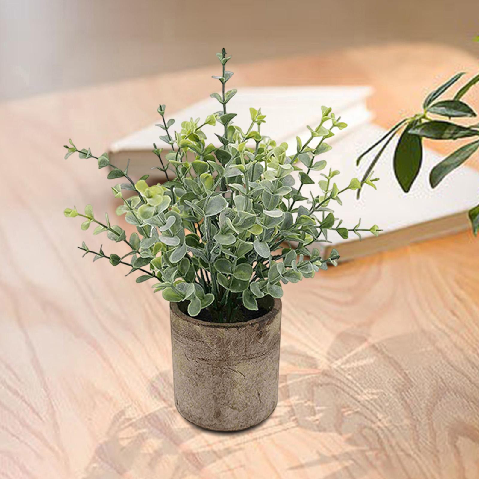 Artificial Fake Succulent Plant In Pot Mini Potted Plants Home Garden Decor Small Eucalyptus