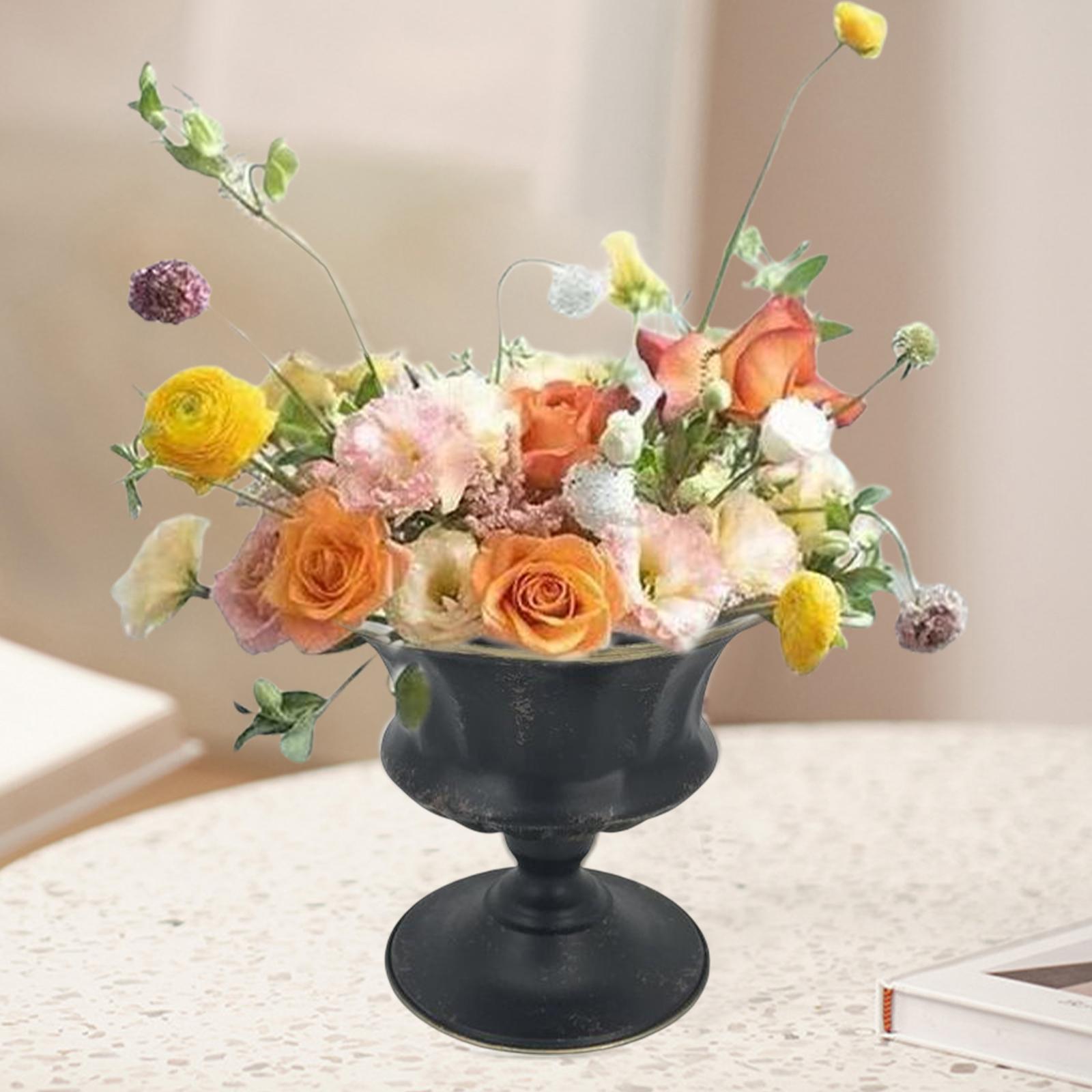 Flower Vase Planter Art Decorative Plant Pot for Wedding Desktop Living Room Black