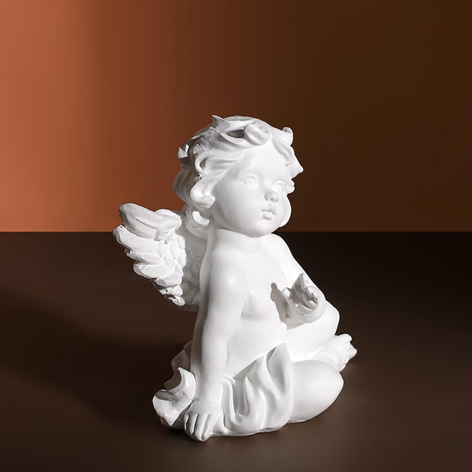 2x Angel Statue Figurines Sculpture Cherub Collection Decor S 9.5x6x8.5cm