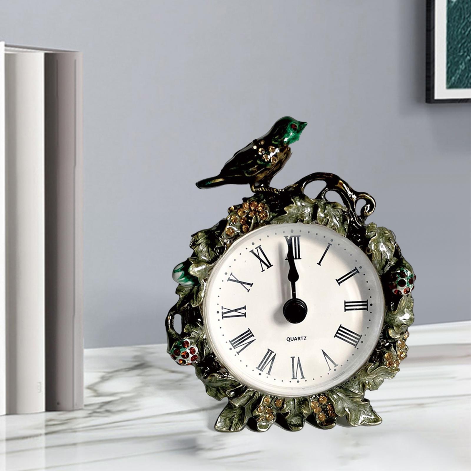 Vintage Style Table Clock Alarm Clock Quartz Movement for Office Bar Bedroom