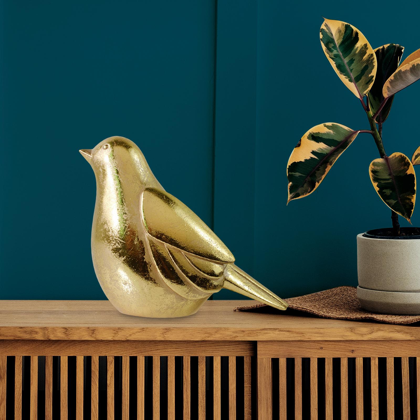 Bird Statue Figurine Shelf Tabletop Home Decor Animal Model Gold Short Tail