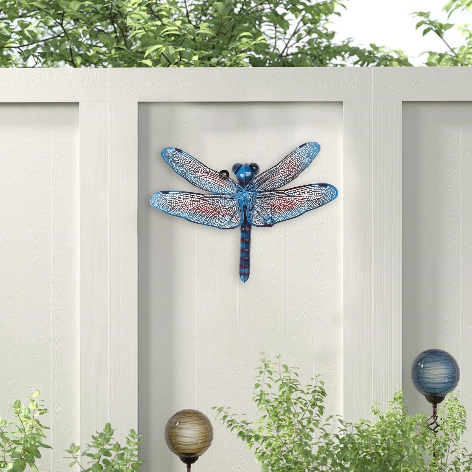 Metal Wall Dragonfly Decorations Art Crafts Decoration for Farmhouse Garden blue