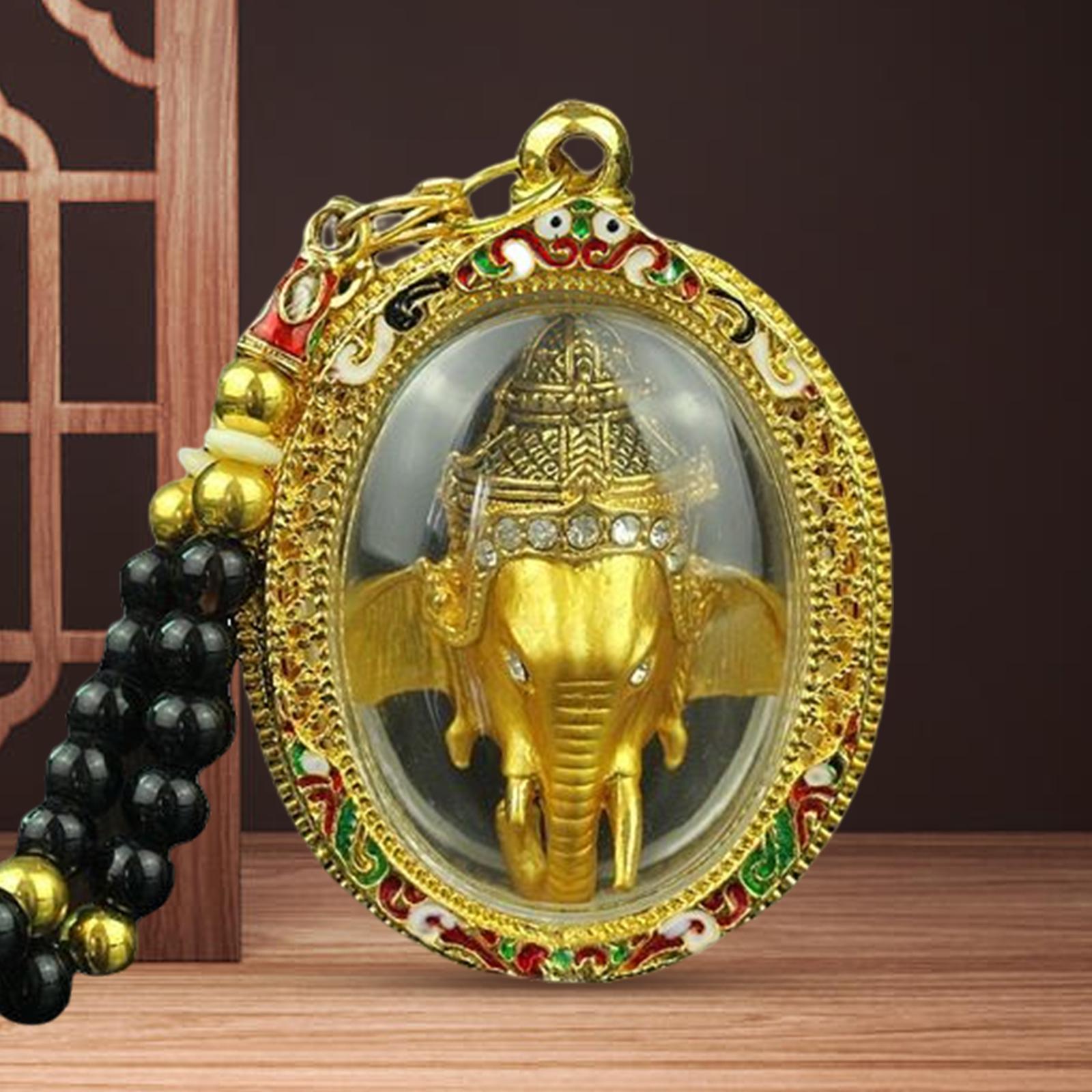 Thai Buddha Amulet Pendant Ganesha Thailand for Bless Good Luck Gold