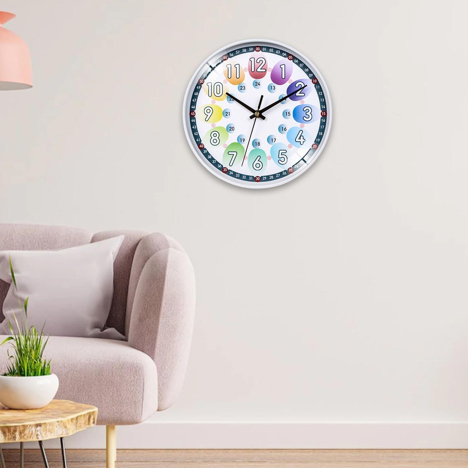 Kids Wall Clock Silent Non Ticking Kids Learning Living Room Home D
