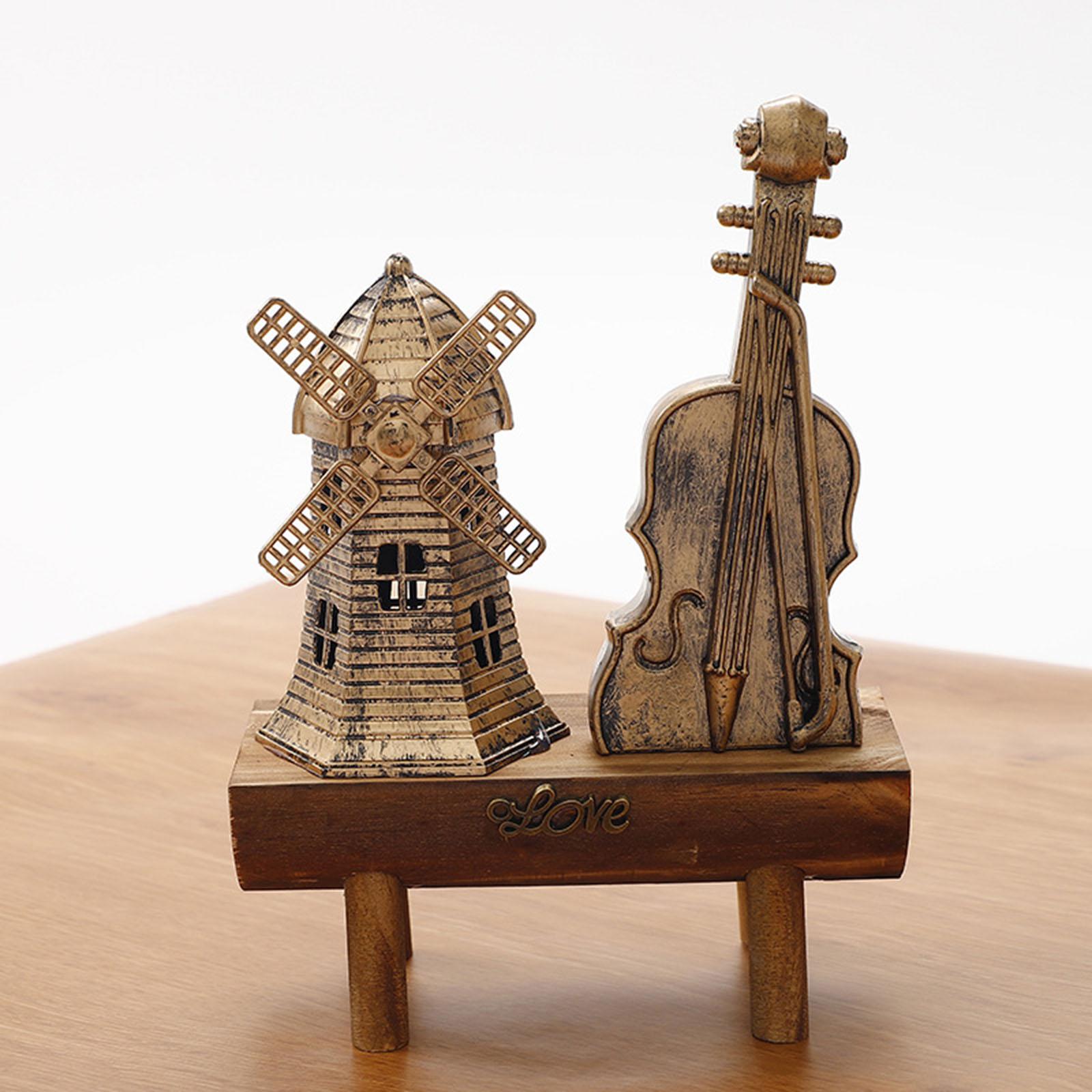 Miniature Wooden Model Crafts Ornament Kids Gift for Desktop Home Decor Windmill