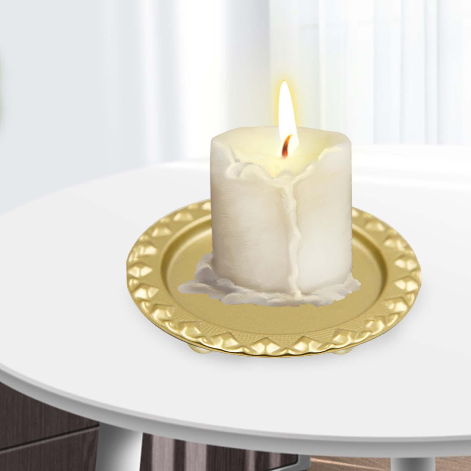 Golden Plate Candle Holder Cup Coasters Adding Romantic Atmosphere Stylish A