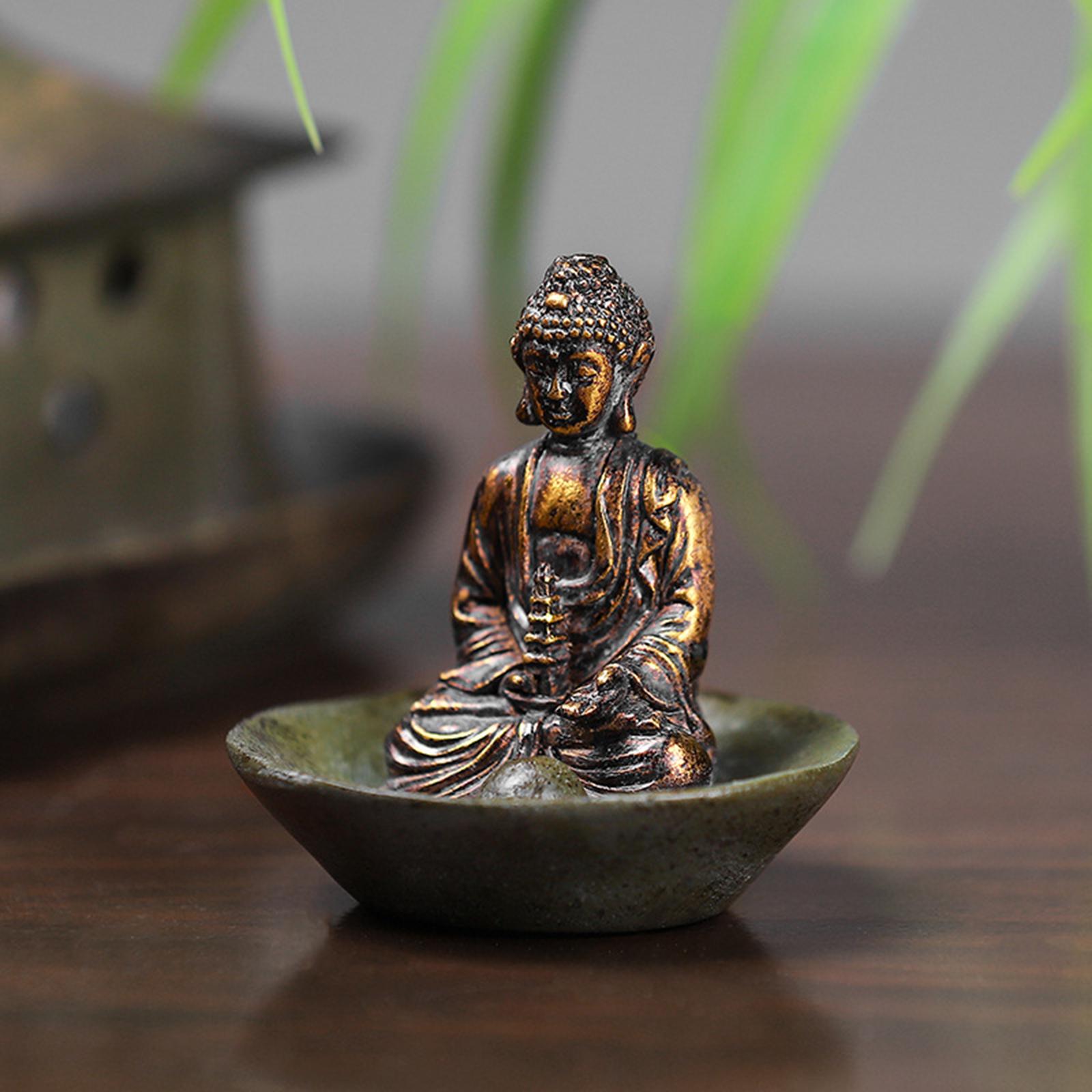 Resin Buddha Statue Incense Holder Censer for Living Room Bedroom Bookshelf
