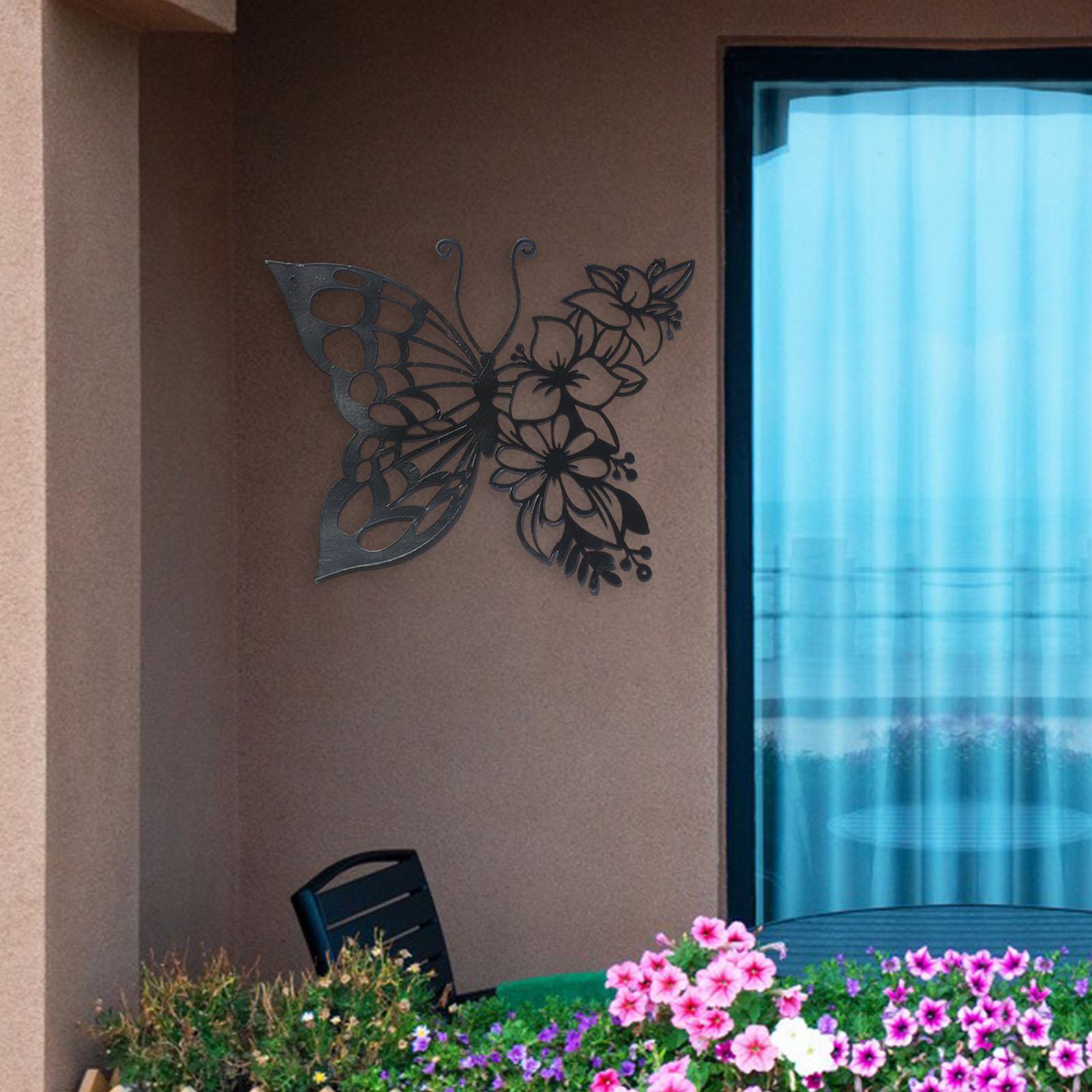 Butterflies Wall Art Silhouette Wrought metal for Bedroom Fence Decoration 23cmx20cm