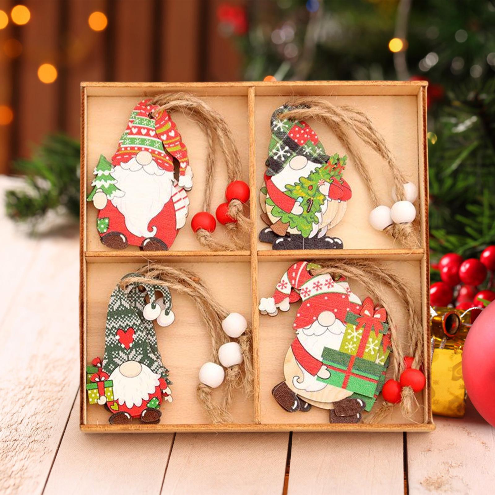 Wooden Christmas Ornaments Decorations 4 Different Patterns for Season