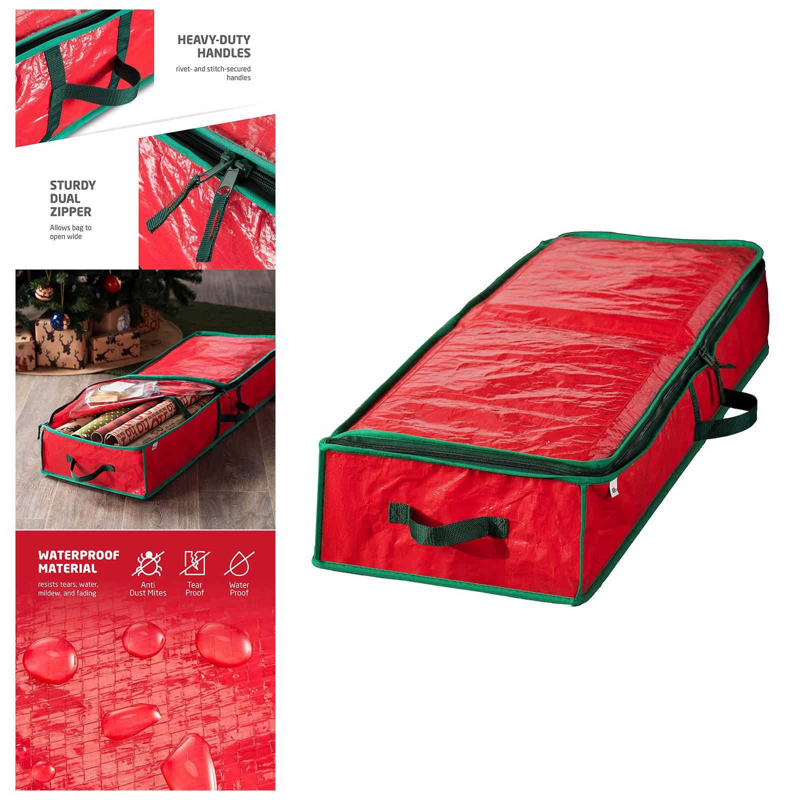 Christmas Wrapping Paper Storage Bag Large Capacity Holiday Decorations Red