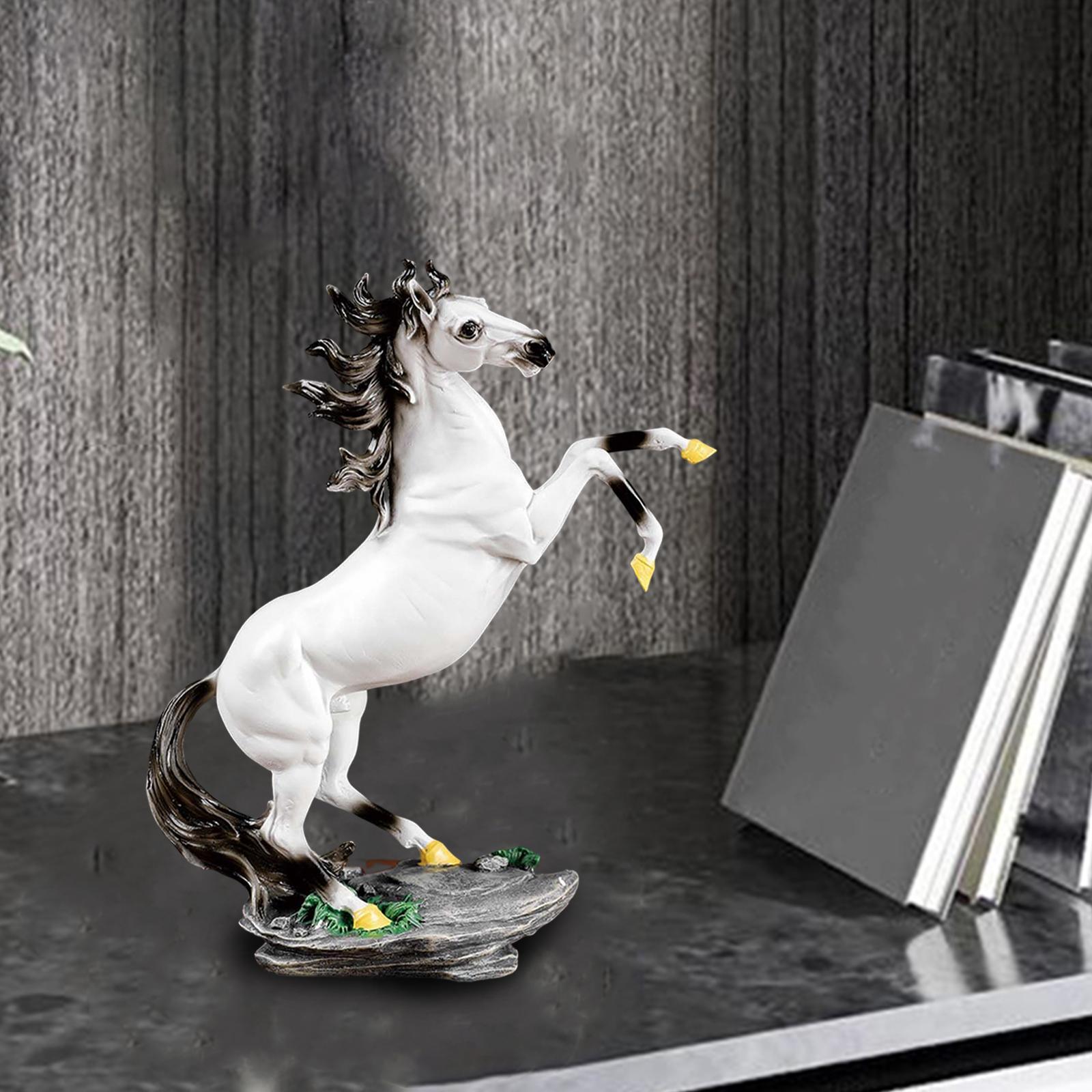 Modern Horse Statue Handicraft Sculpture Figurine for Office Bookshelf Decor White