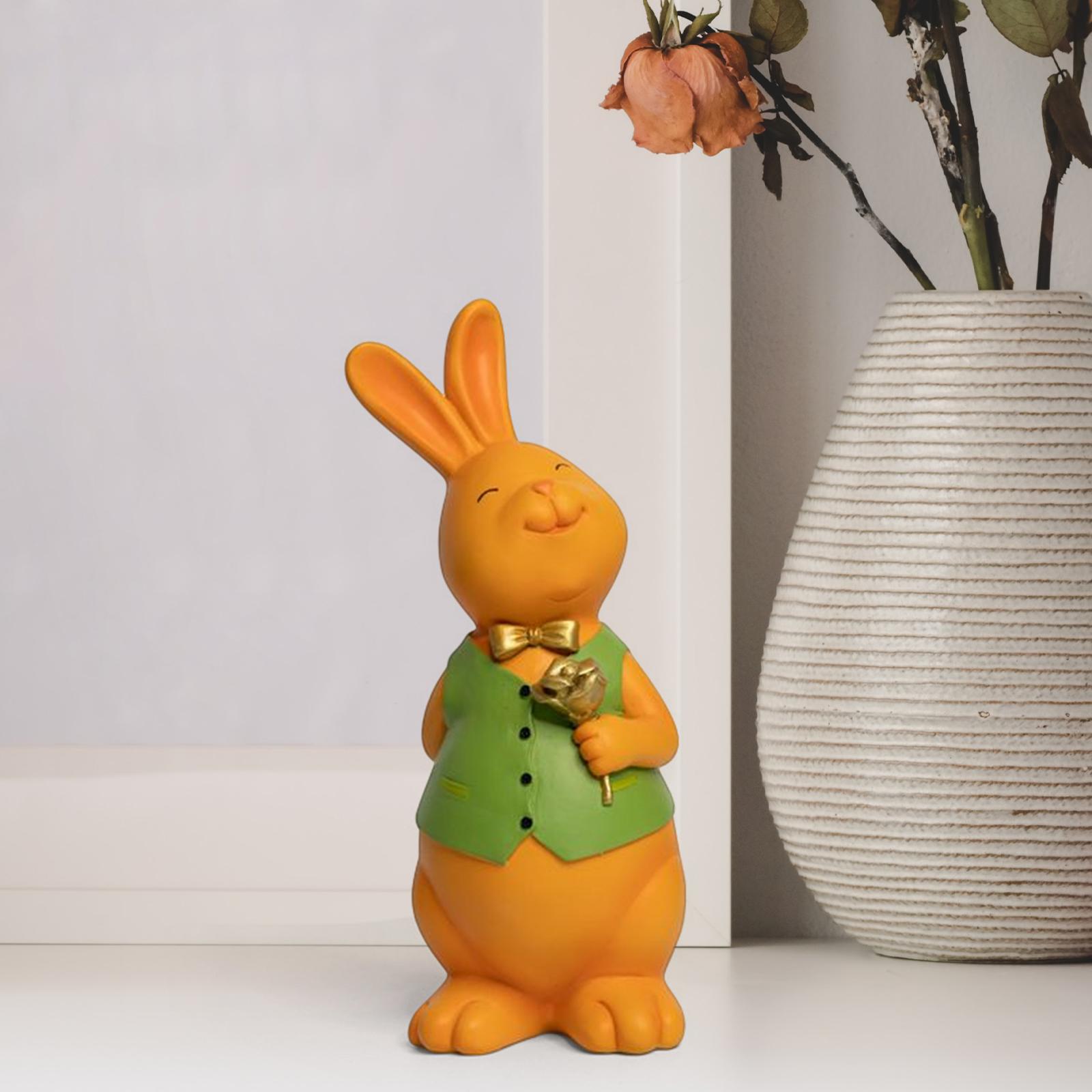 Rabbit Bunny Figurine Crafts Sculpture Gift Decorative Cabinet Lawn Style D