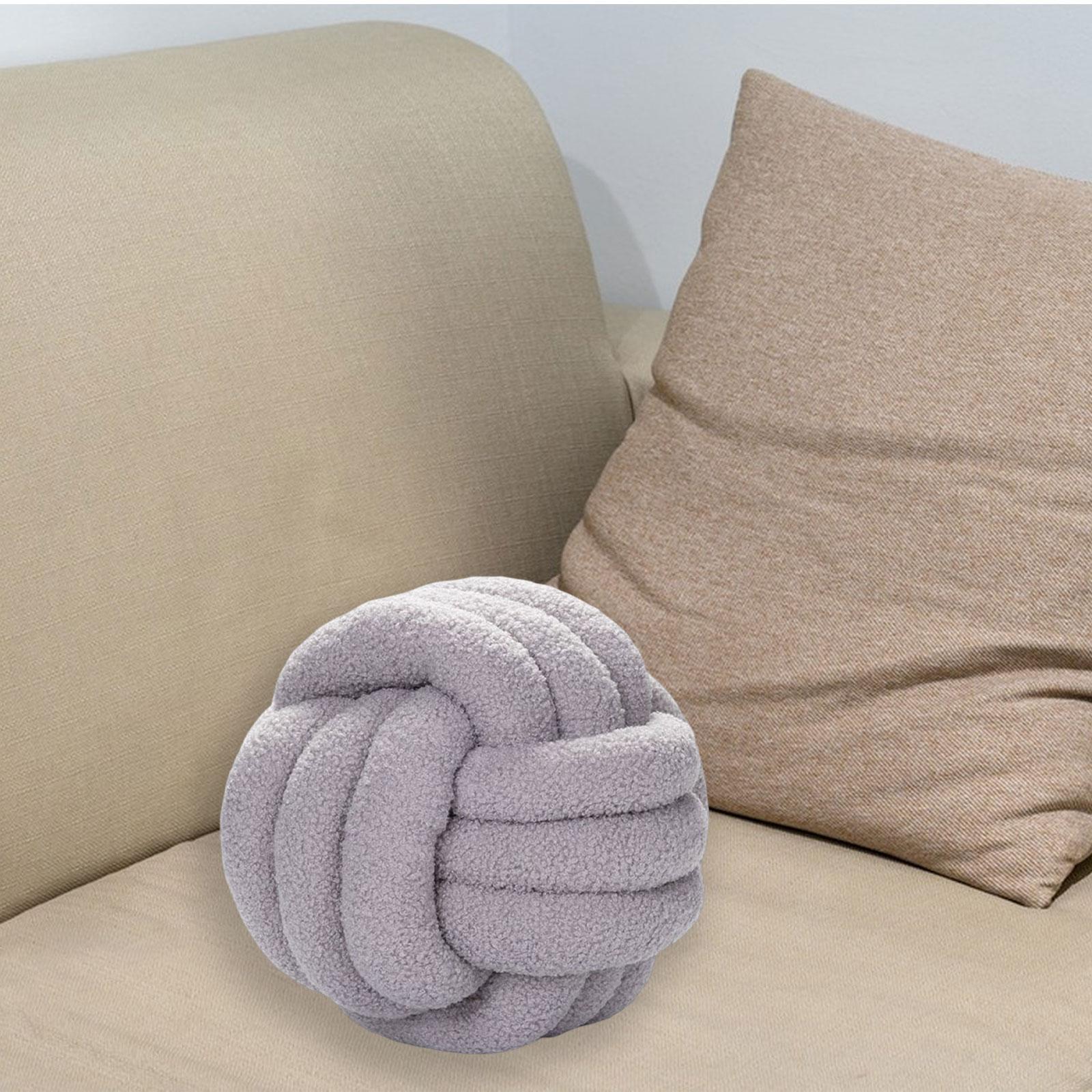 Plush Knot Ball Pillow Diameter 22cm Room Decoration for sofa Couch Grey