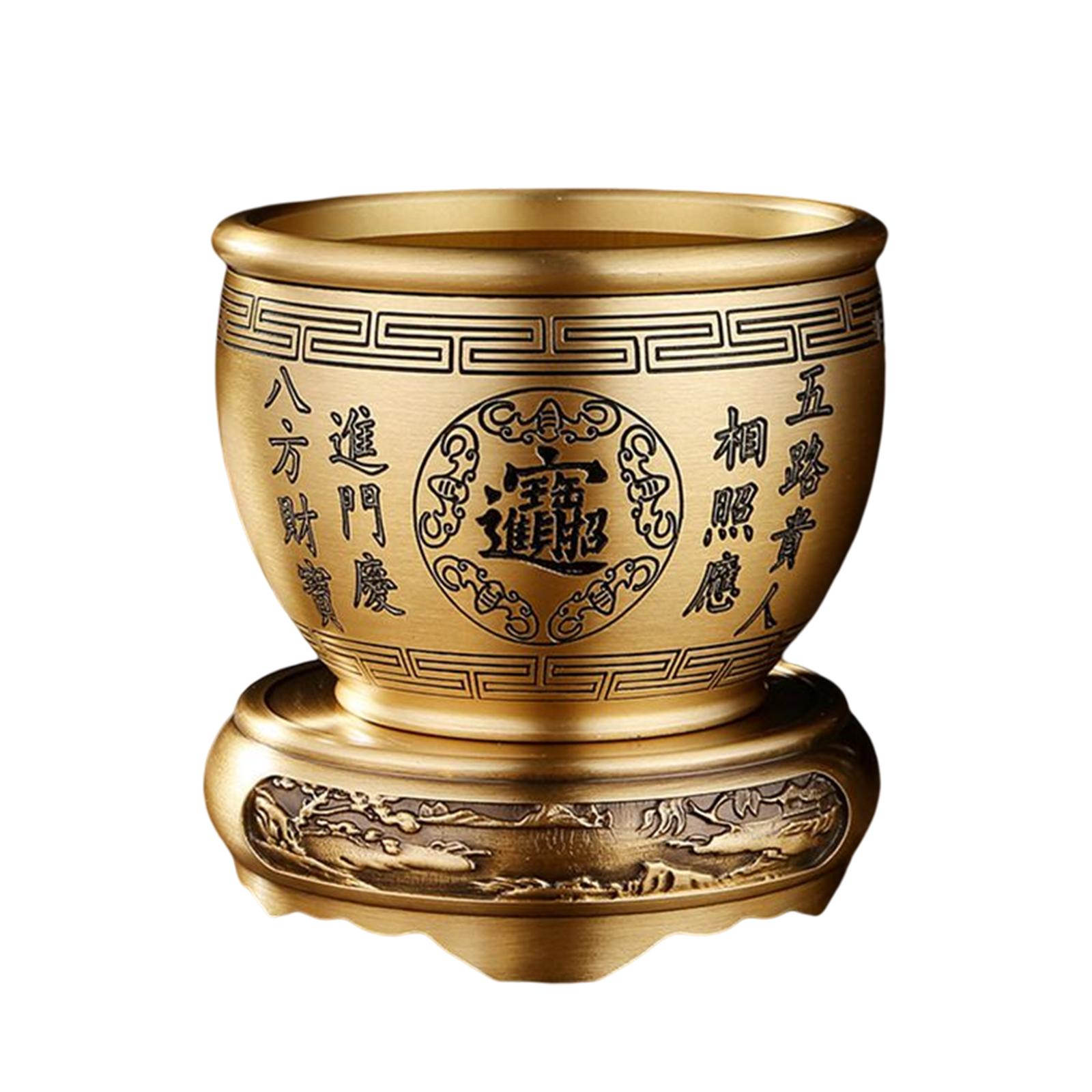 Brass Feng Shui Bowl Sculpture with Base Stand