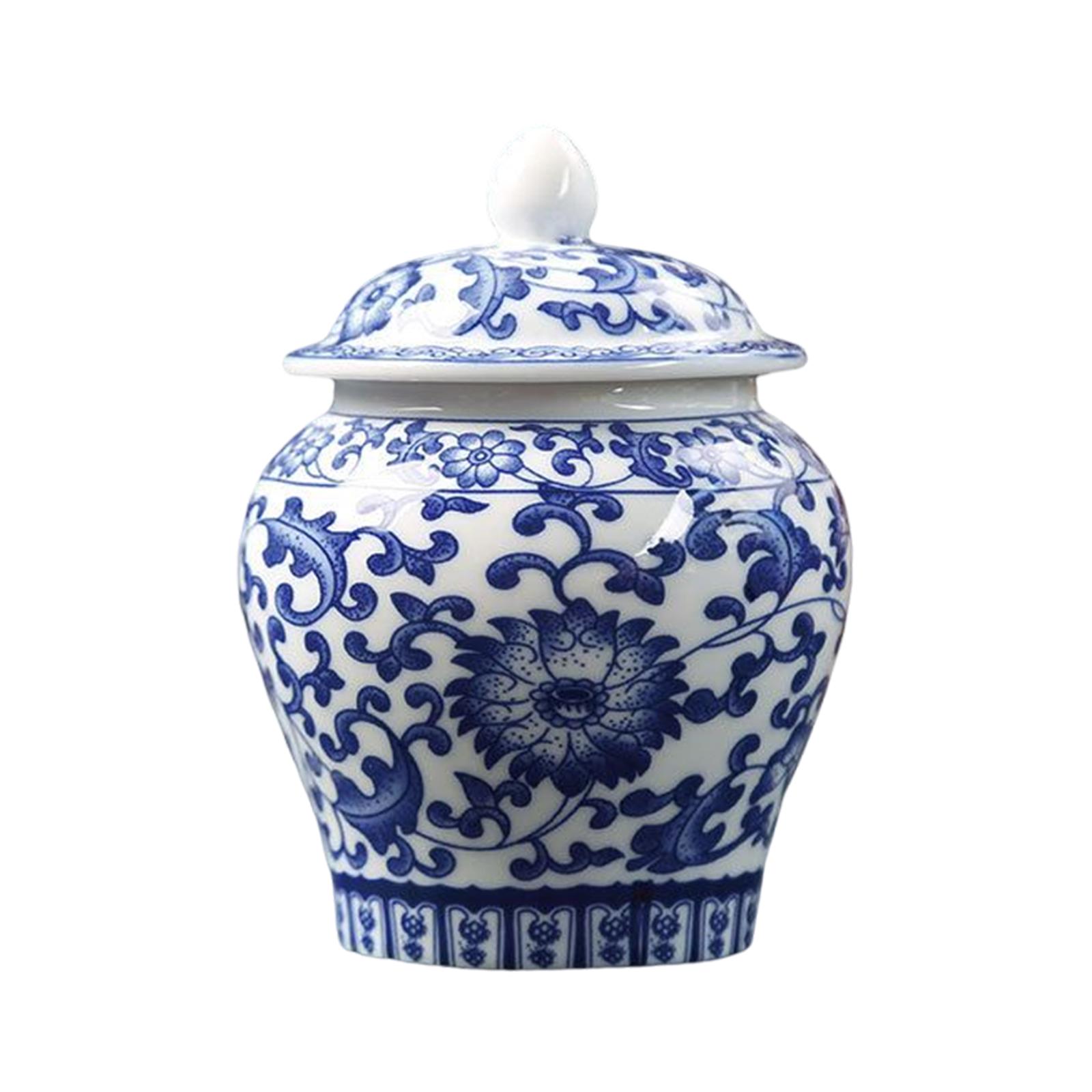 Blue White Temple Jar Vase