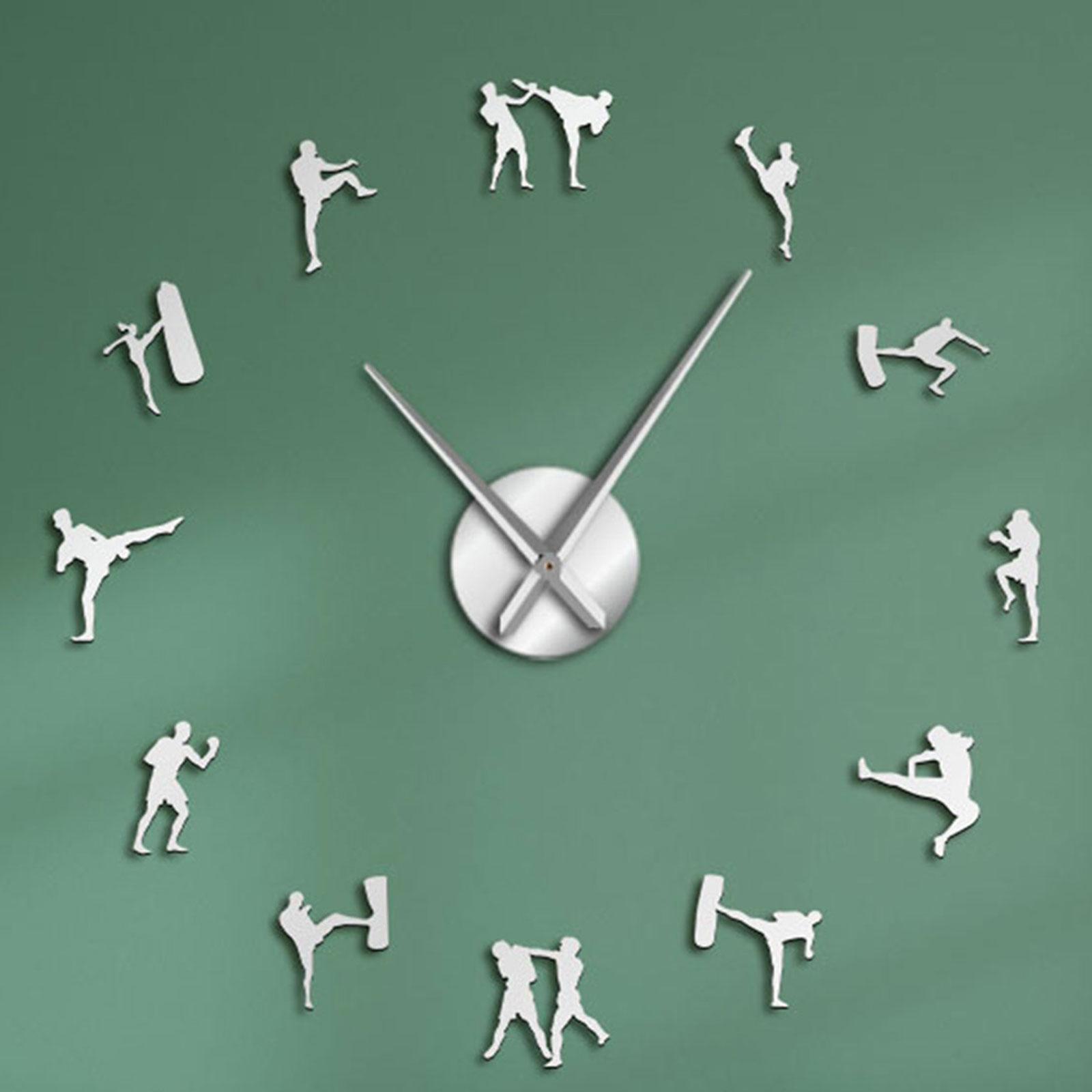DIY Large 3D Wall Clock Non Ticking for Office Kitchen Home Decoration Argent 37 Inches
