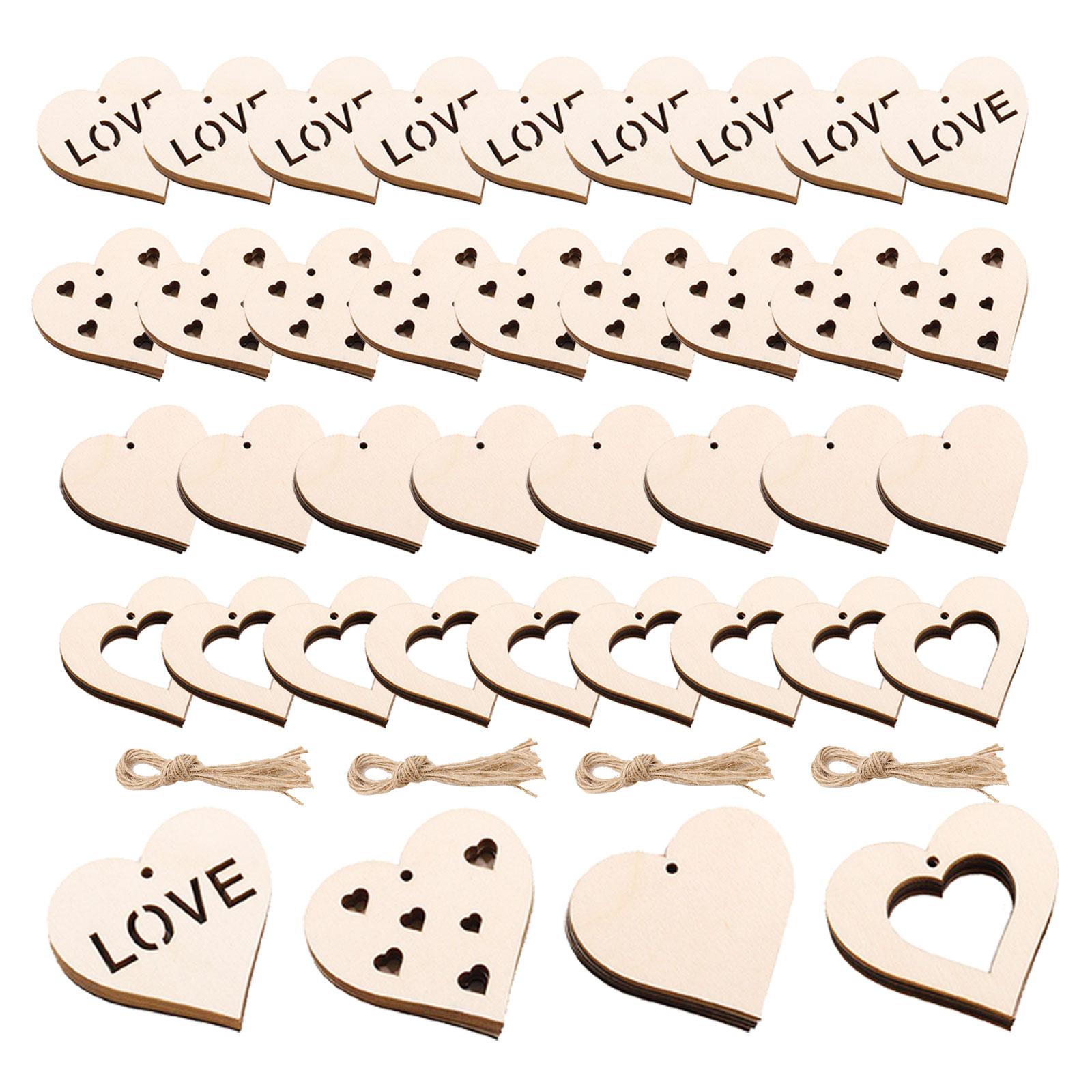 40Pcs Hanging Pendants Handmade Party Favor Unfinished Heart Ornaments