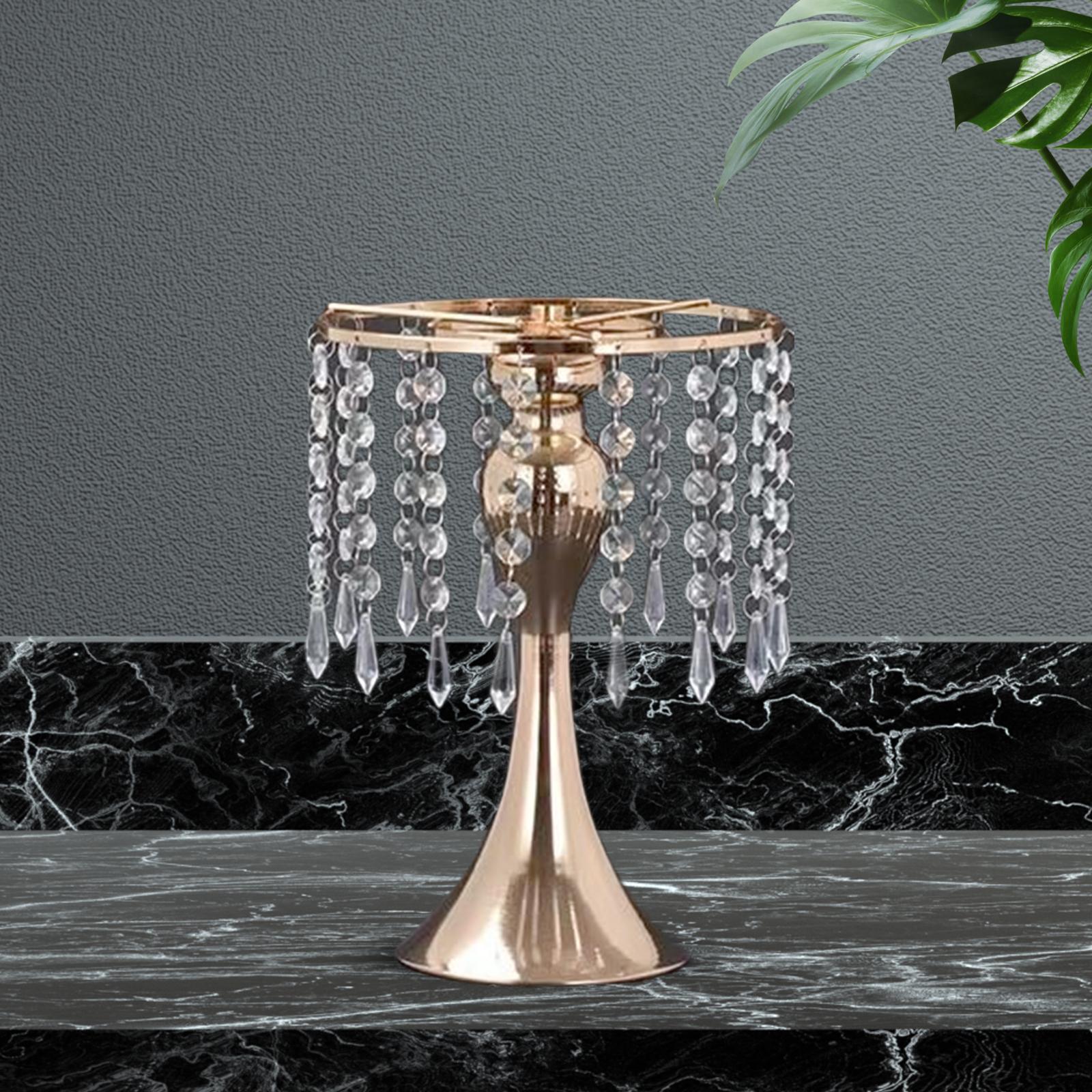 Metal Crystal Flower Stand Wedding Centerpieces for Festival Dining Room Single Layer Beads