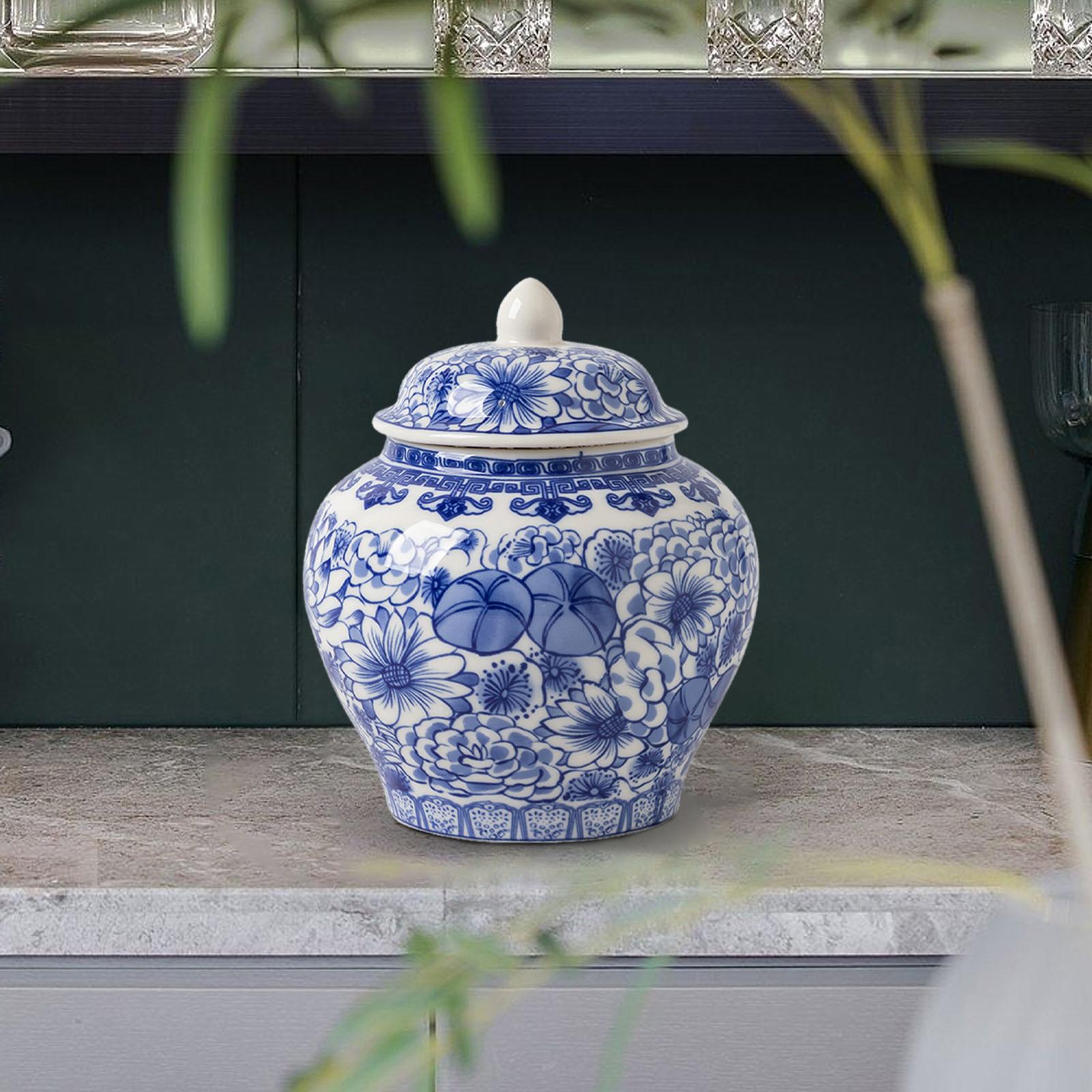 Ginger Jars Home Decor Collectible Elegant Ceramic Jar Vase for Ornaments Lotus