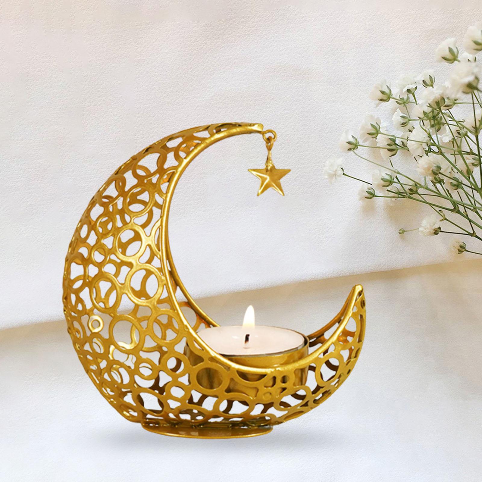 Metal Candlestick Eid Mubarak Mantel Party Livingroom Tealight Candle Holder Aureate