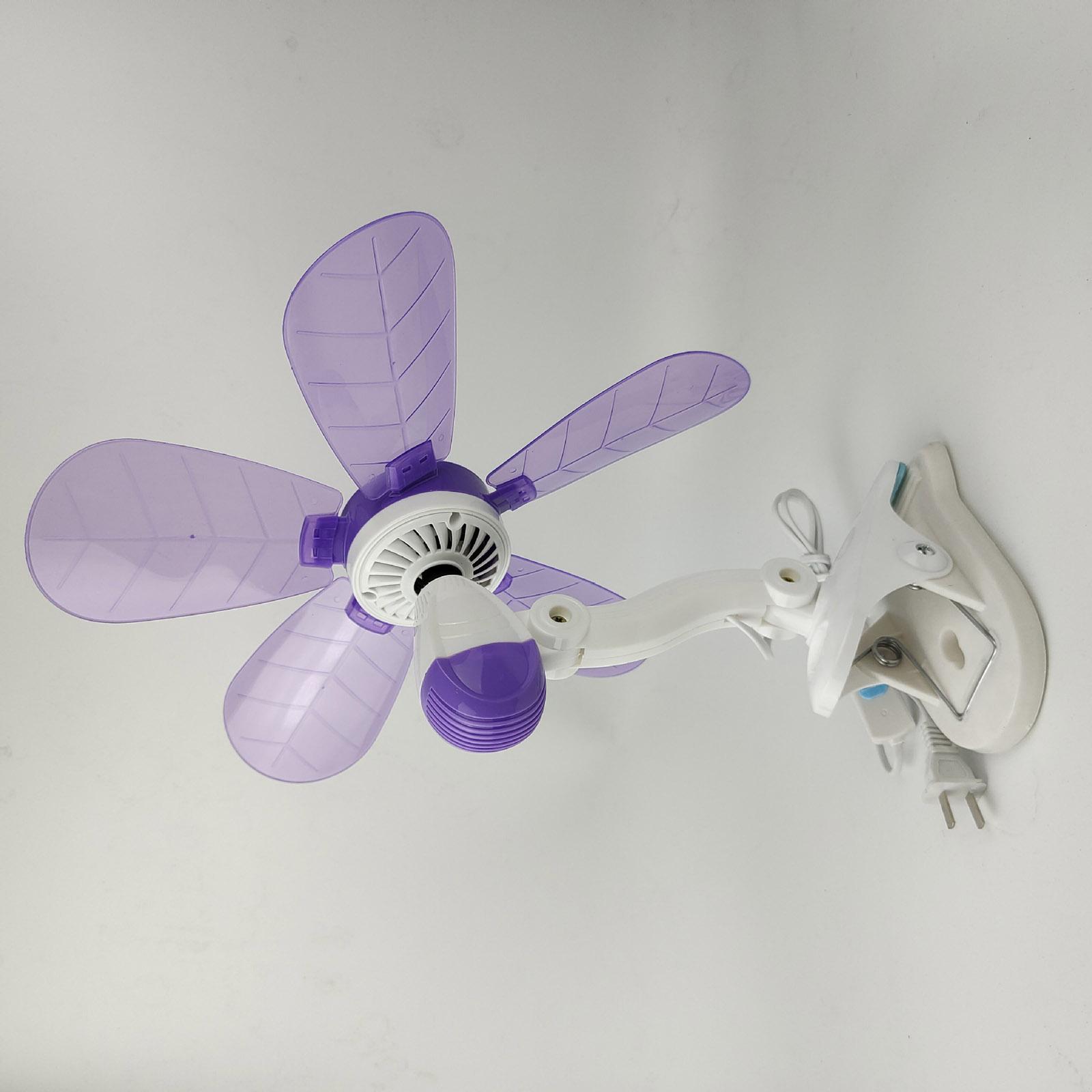 Portable Clip Fan Electrical Fan Quiet Tabletop Fan for Camping Desktop Dorm Violets