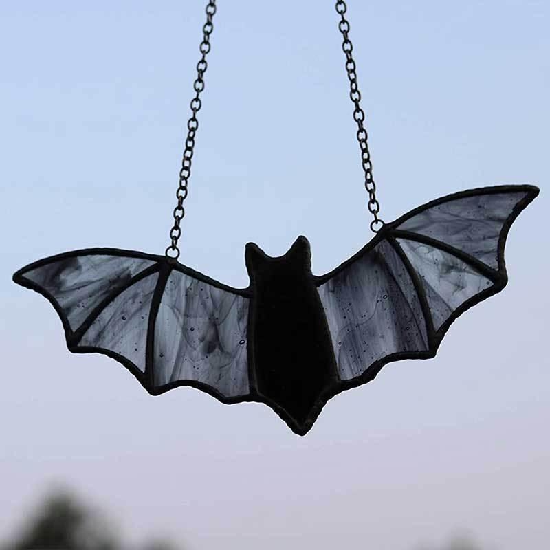 Hanging Bat Decoration Hanging Ornament Pendant for Garden Patio Home Decor 20cmx9.5cm Black