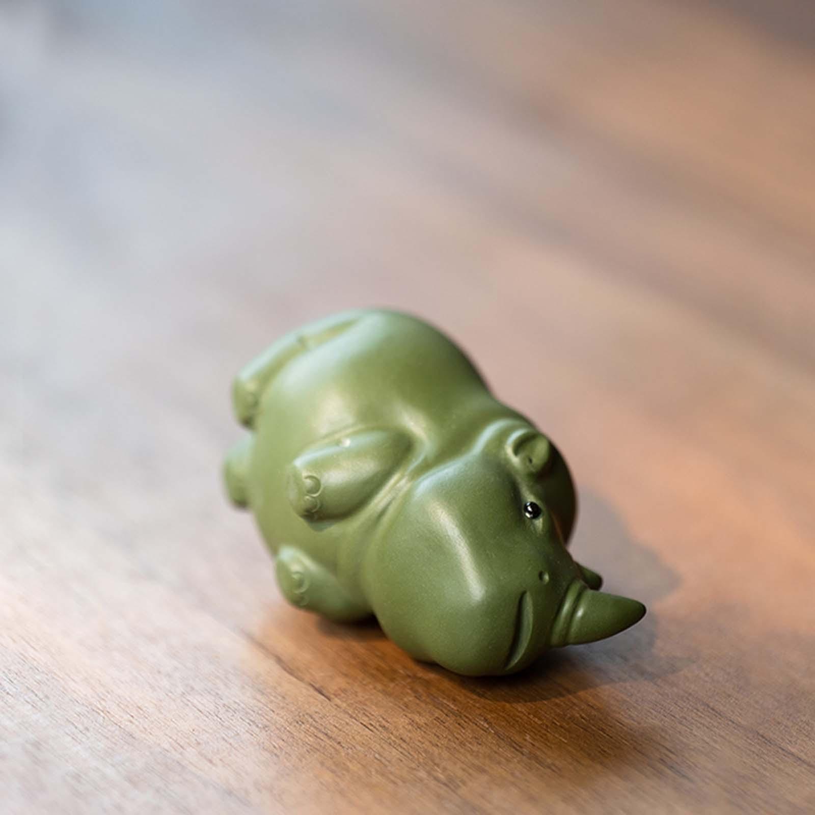 Tea Pet Ornament Art Decorative Miniature Sculpture for Office Desk Bookcase Green