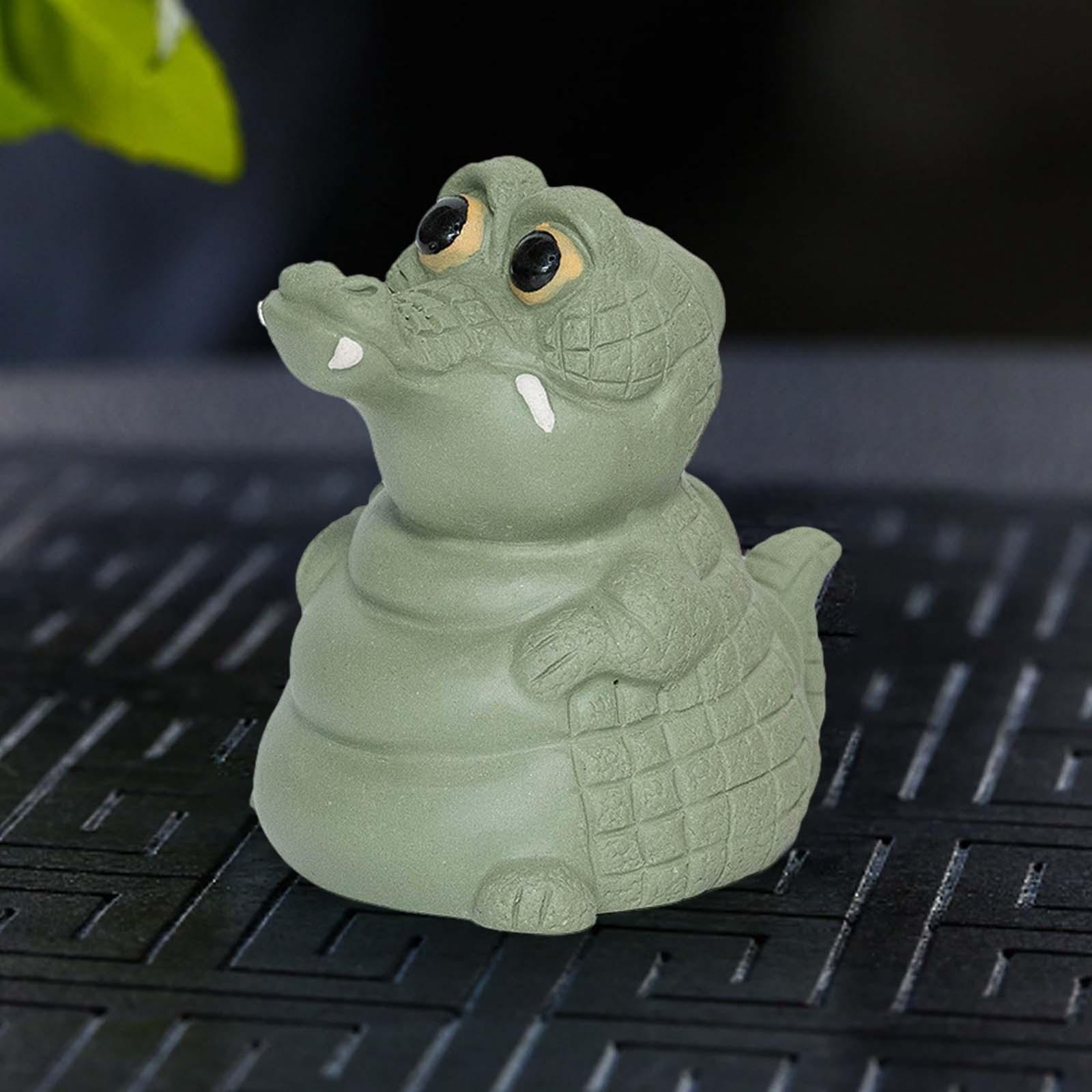 Crocodile Figurine Tea Pet Sculpture Statue for Living Room Bedroom Tea Room Green
